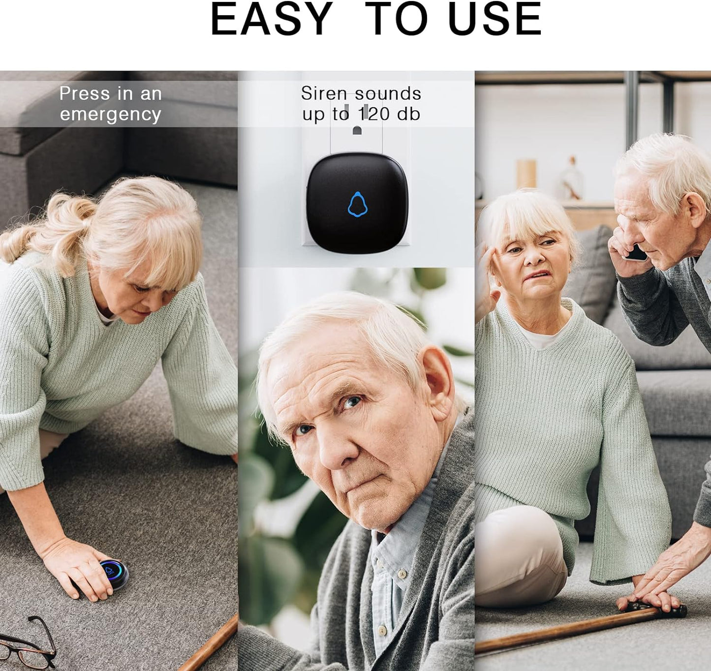 Caregiver Pager, Wireless Call Button for Seniors/Elderly at Home, 3 SOS Buttons + 3 Receivers Medical Life Alert System, Emergency Panic Call Bell, Nurse Calling & Patient Assistance Alarm