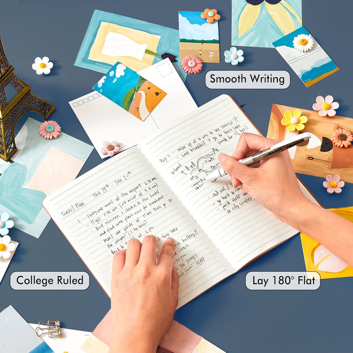 feela 8 Pack Soft Cover Journal Bulk, Notebooks College Ruled for Work, Lined Travel Journal for Women Men, Note Taking Notebook School Supplies Business Writing, 8.2” x 5.5”, A5, Dark Orange