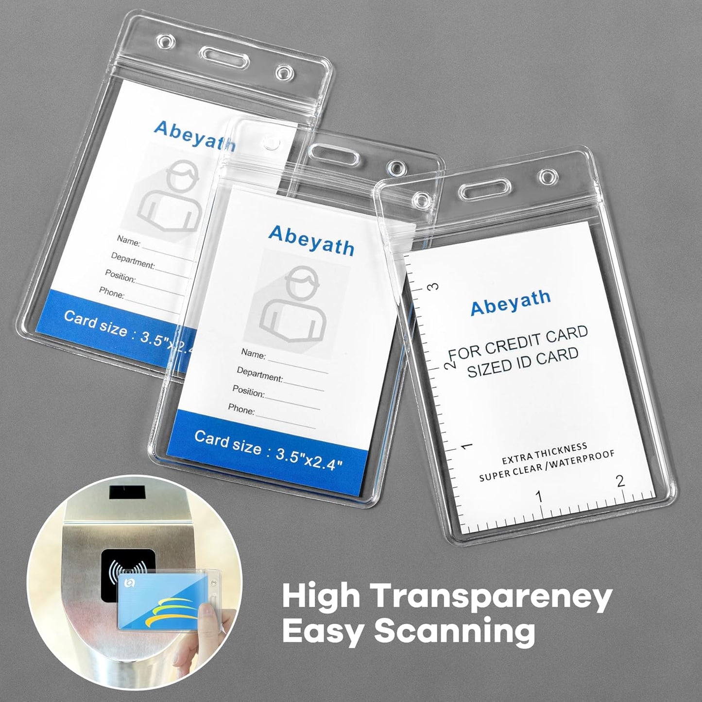 200 Pack Extra Thick ID Badge Holder Vertical Clear ID Card Holder with Waterproof Resealable Zip Name Tag Holder for Nurses, School and Office（ 2.25x3.5Inch）