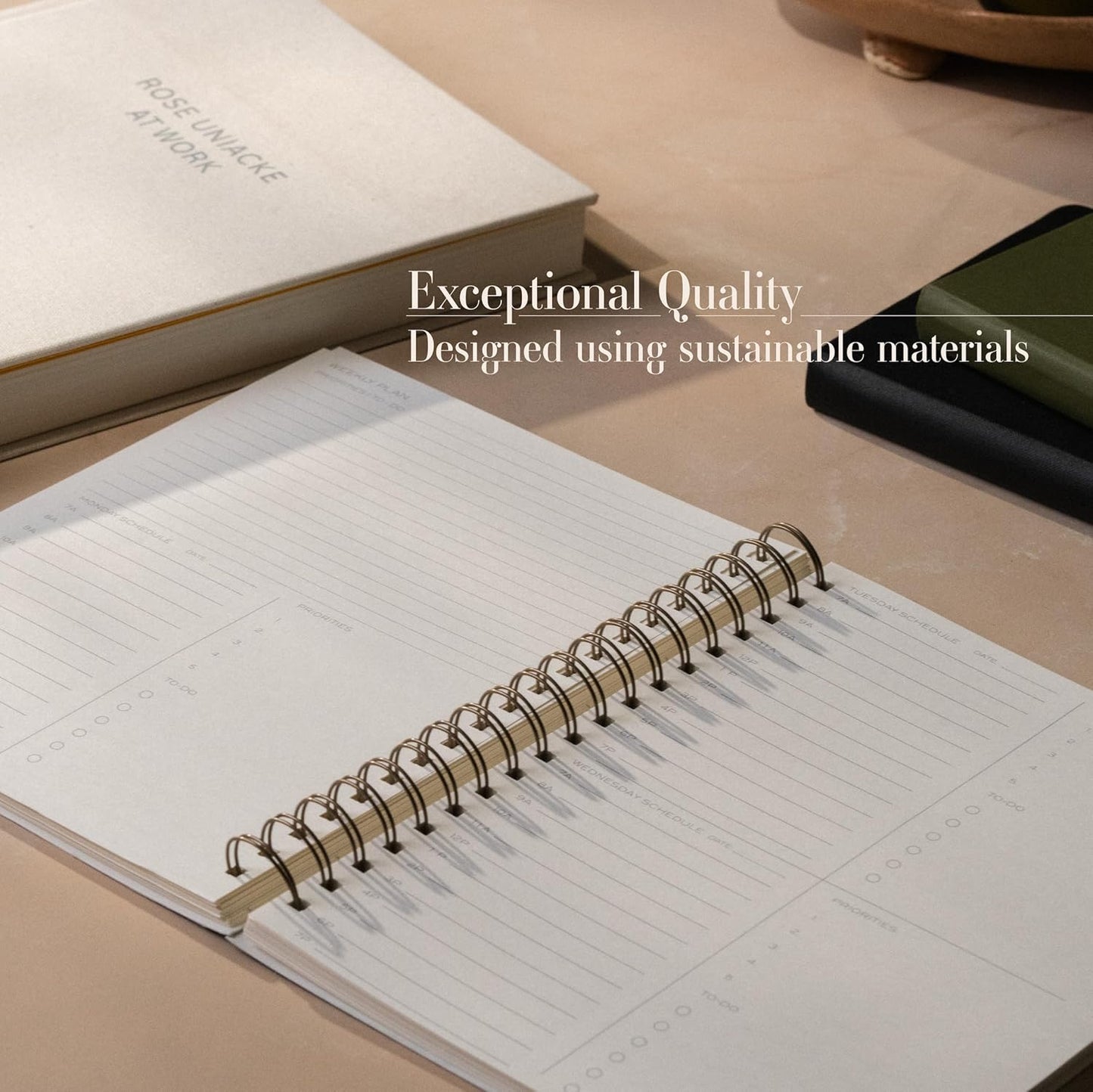 Anecdote 2025 Planner (8.5" x 10") Daily Planner Weekly Monthly Planner - 52 Weeks w/Library Buckram Cover, Brass Spiral - A4 Size Bleed-Resistant Paper – Red