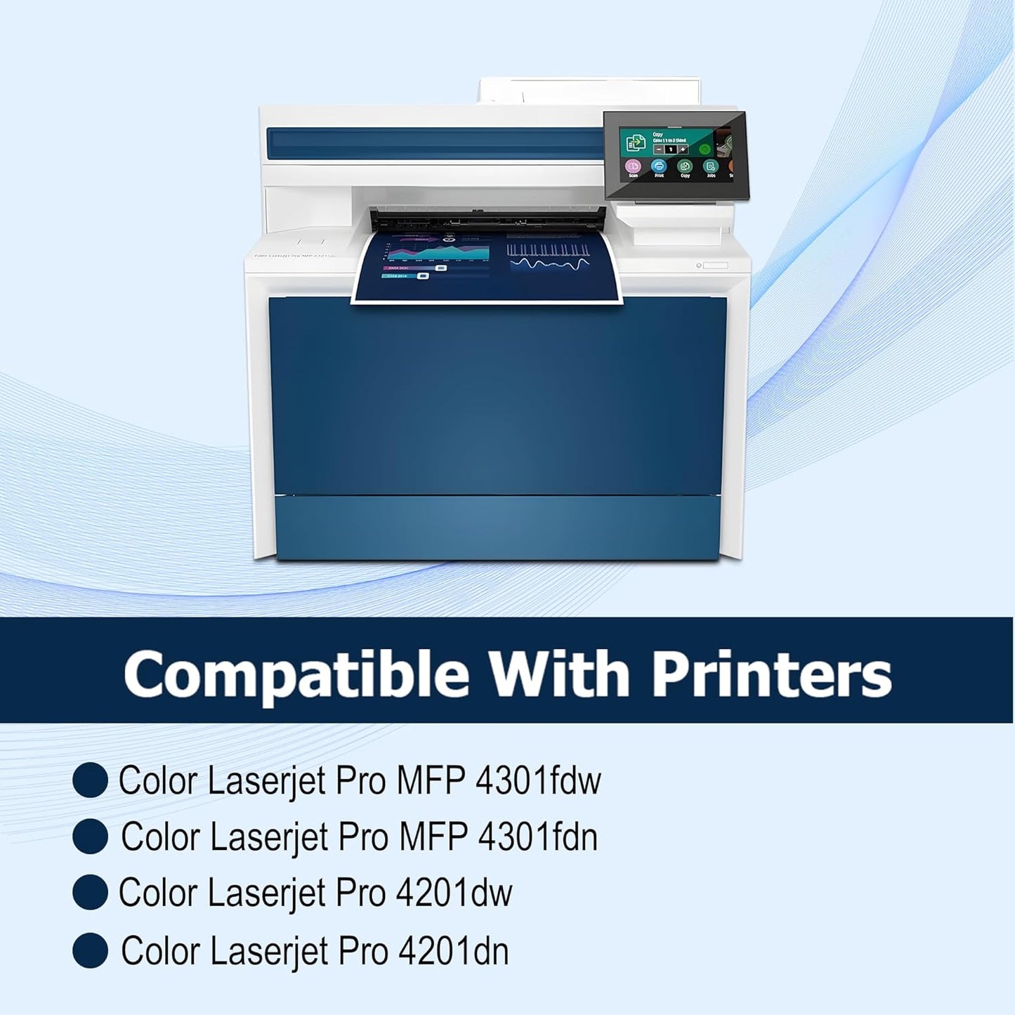 210A Toner Cartridge 4 Pack Replacement for HP 210A Works with HP Color Laser Pro MFP 4301fdw 4301fdn Pro 4201dw 4201dn Printer Ink (Black,Cyan,Yellow,Magenta)