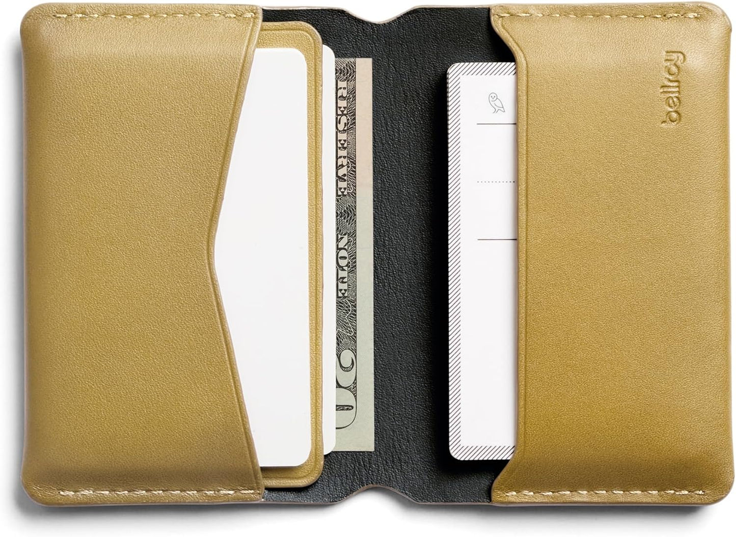 Bellroy Under Cover (slimline leather card wallet/holder with card storage, quick access slot, plus space for folded bills) - Mustard
