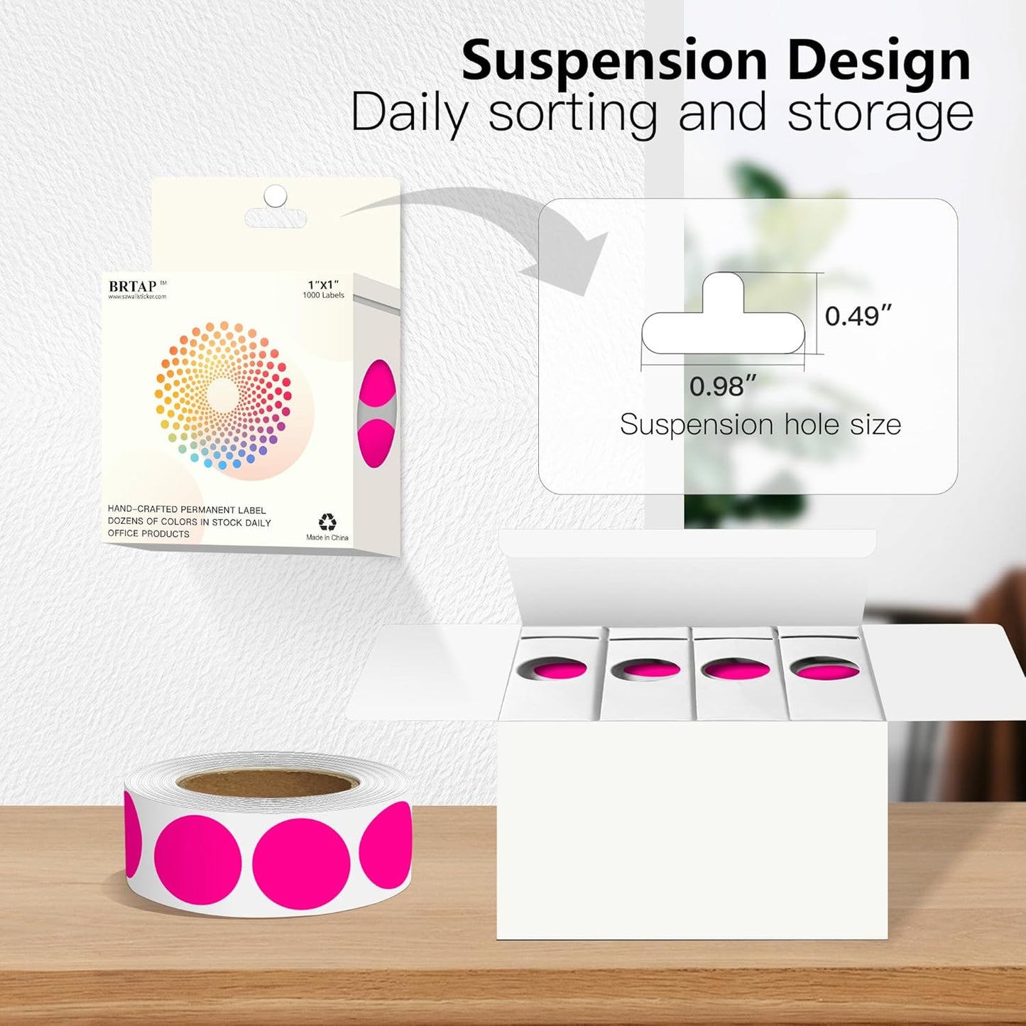 Fluorescent Pink 1 Inch Round Color Coding Labels with 4000 Dots, 4 Rolls - Bright Color Dot Stickers for File Folders, Inventory System - Highly Visible