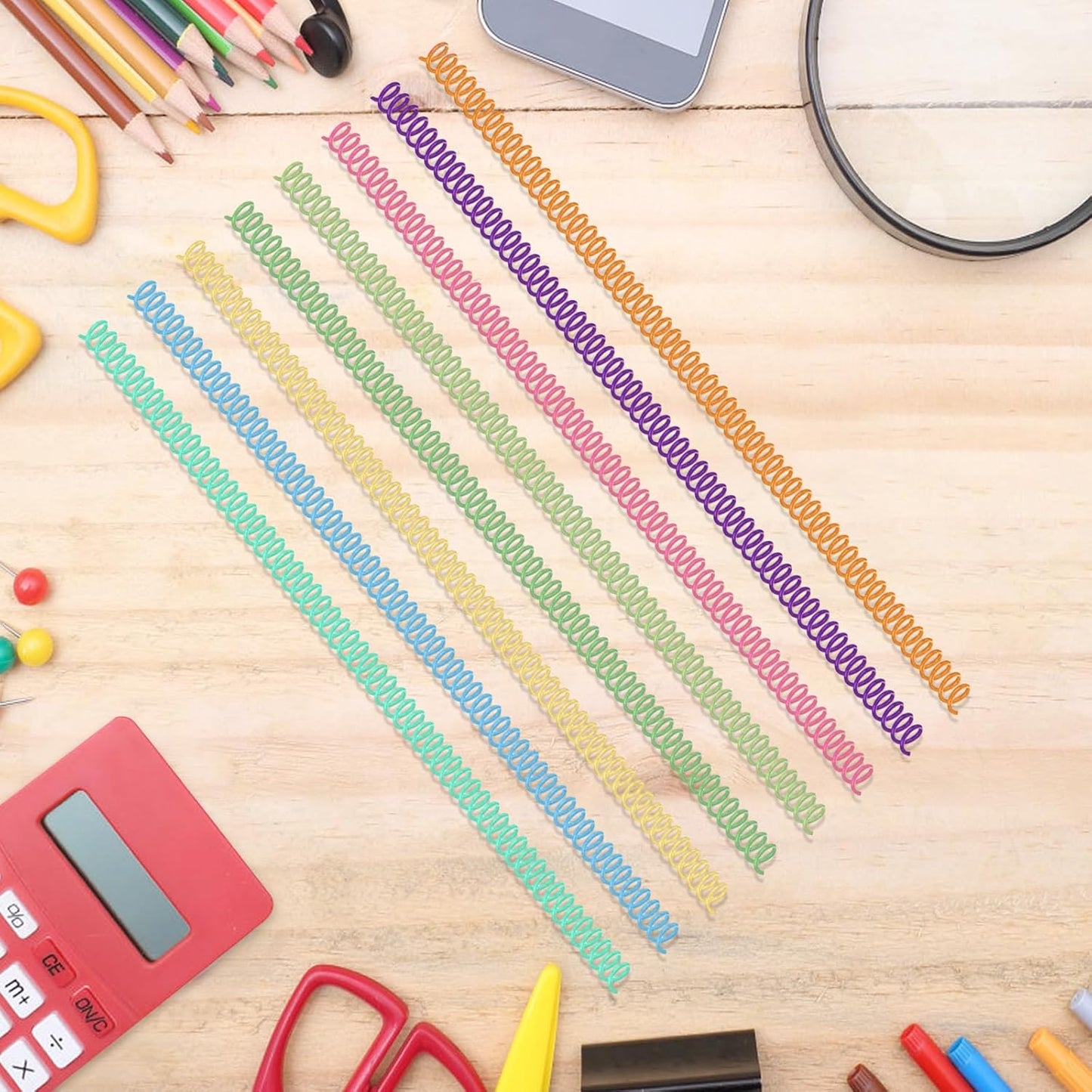 120 Pack Plastic Spiral Binding Coils Binder Binding Spirals Rings Multi Size Spiral Binding Wire Combs Spines Coils, 4:1 Pitch (Colorful, 5/16 Inch)