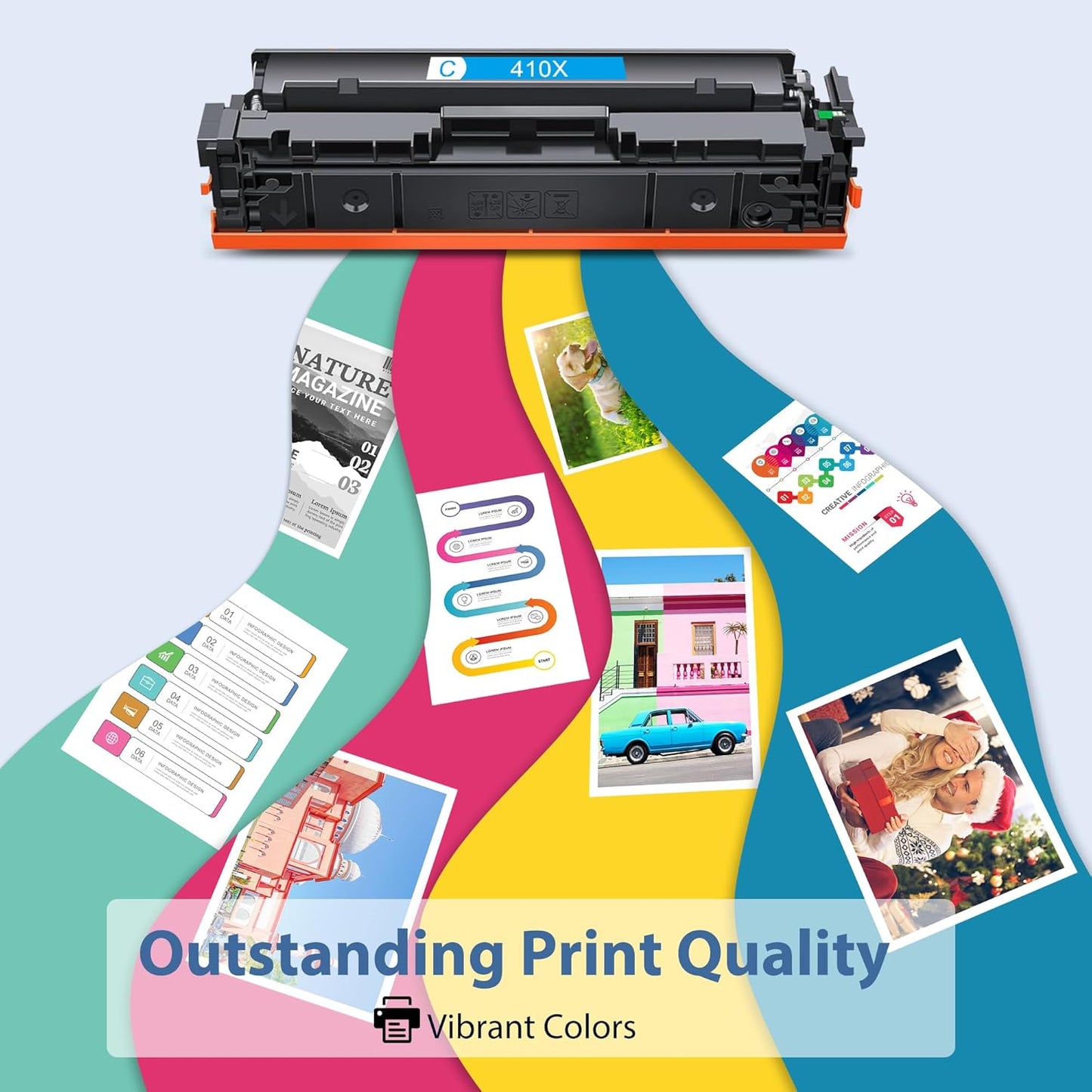 410X Toner Cartridges Compatible for HP Color Laser Jet Pro M452 Series Reaplacement for HP410X 410A Set High Yield with MFP M377dw M477fdn M477fnw M477fdw Printers (4-Pack Black/Cyan/Magenta/Yellow)