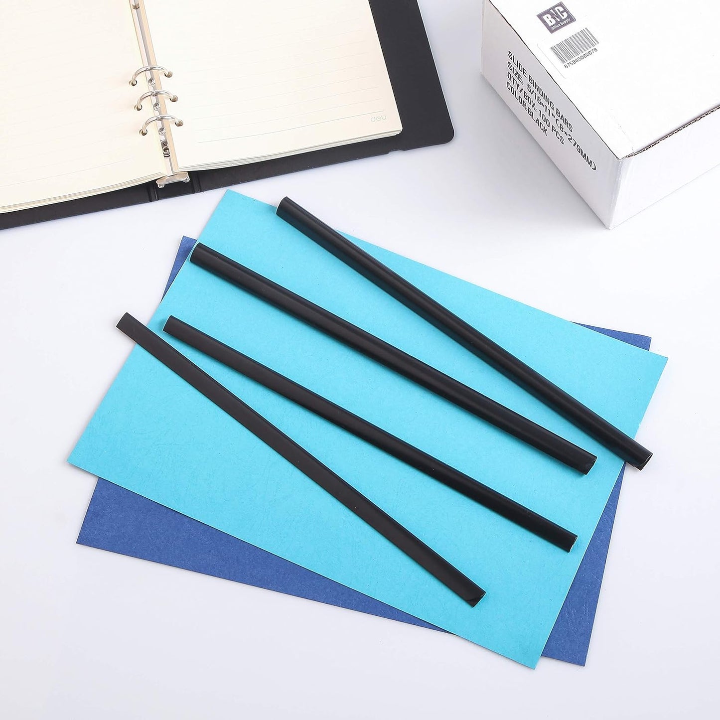 BNC Slide and Grip Binding Bars, 1/4 Inches, Black Color, Letter Size Pack of 100, 30 to 40 Sheet Capacity, Round Corner (1/4 Inches, Black)