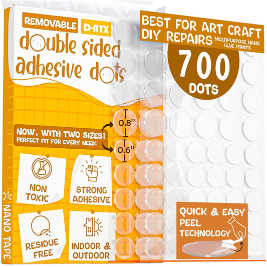 Double Sided Tape Sticky Dot Stickers 280, 350, 450, 550 or 700 Pack Removable Putty No Trace Clear Sticky Tack Waterproof Small Stickers for Festival Decoration Picture (700 Sticky Dots)