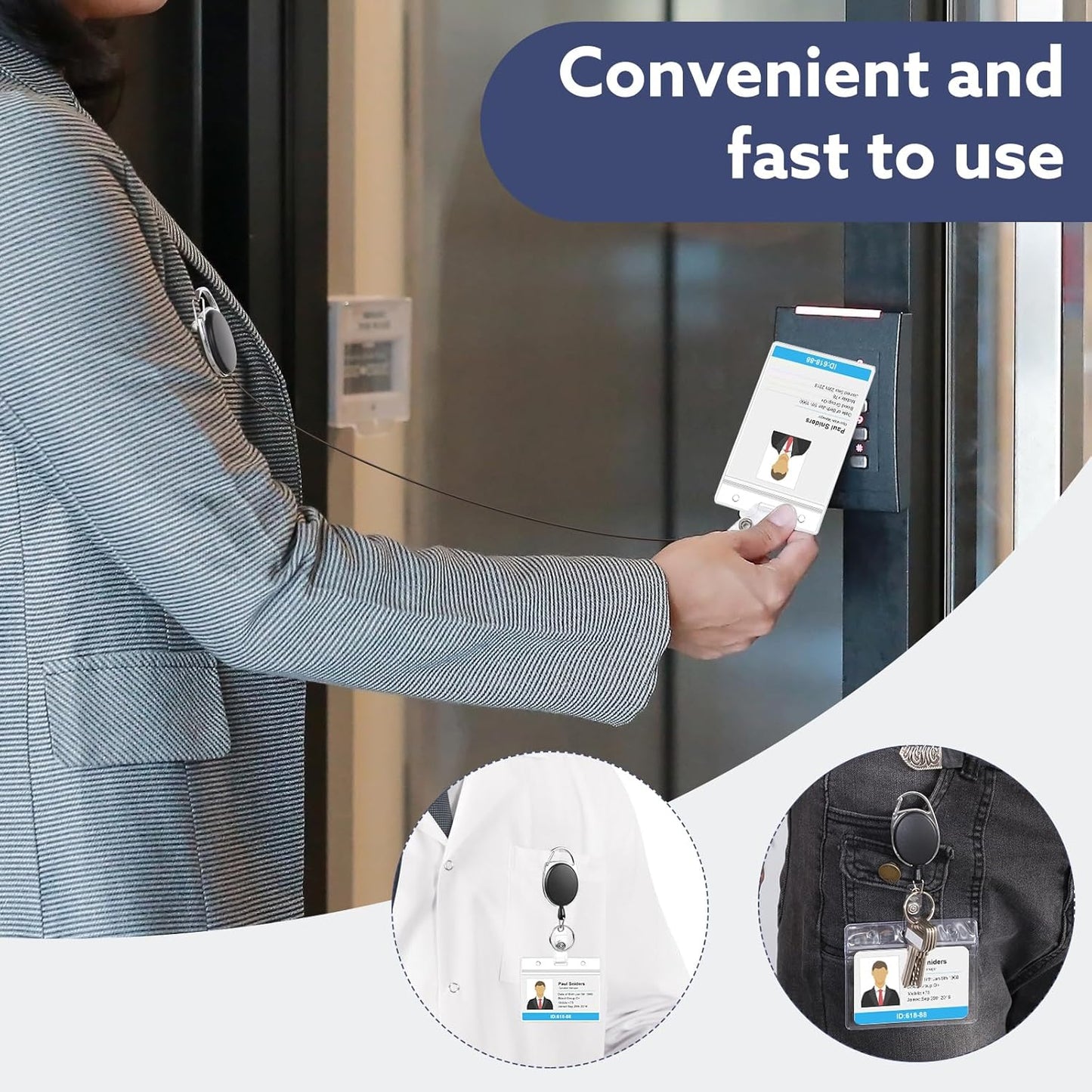 20 Pack Badge Reels Retractable ID Badge Holder with Carabiner Heavy Duty Badge Reel Clip and Key Chain for Work Office