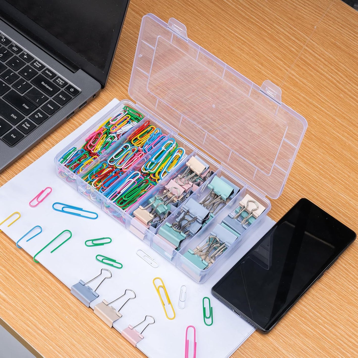 284 PCS Office Clips Set Small Medium Large Binder Clips and Paper Clips Colored Assorted Sizes for Home, School and Office Supplies