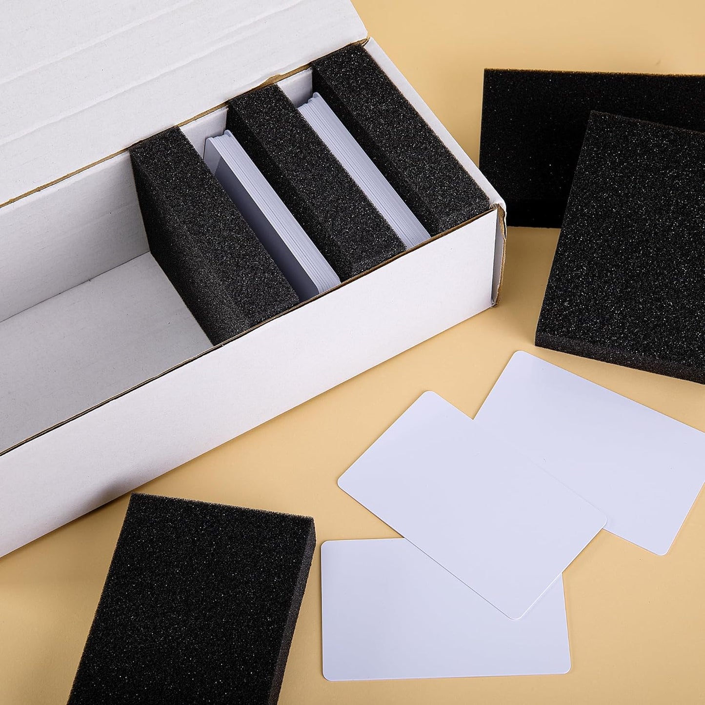 codree 100 Pcs Card Dividers Foam- 40D High Elasticity Sponge Trading Card Dividers- Shock Absorbing Cards Sponge Separators Inserts for Storage Boxes Games Sports Cards Protection