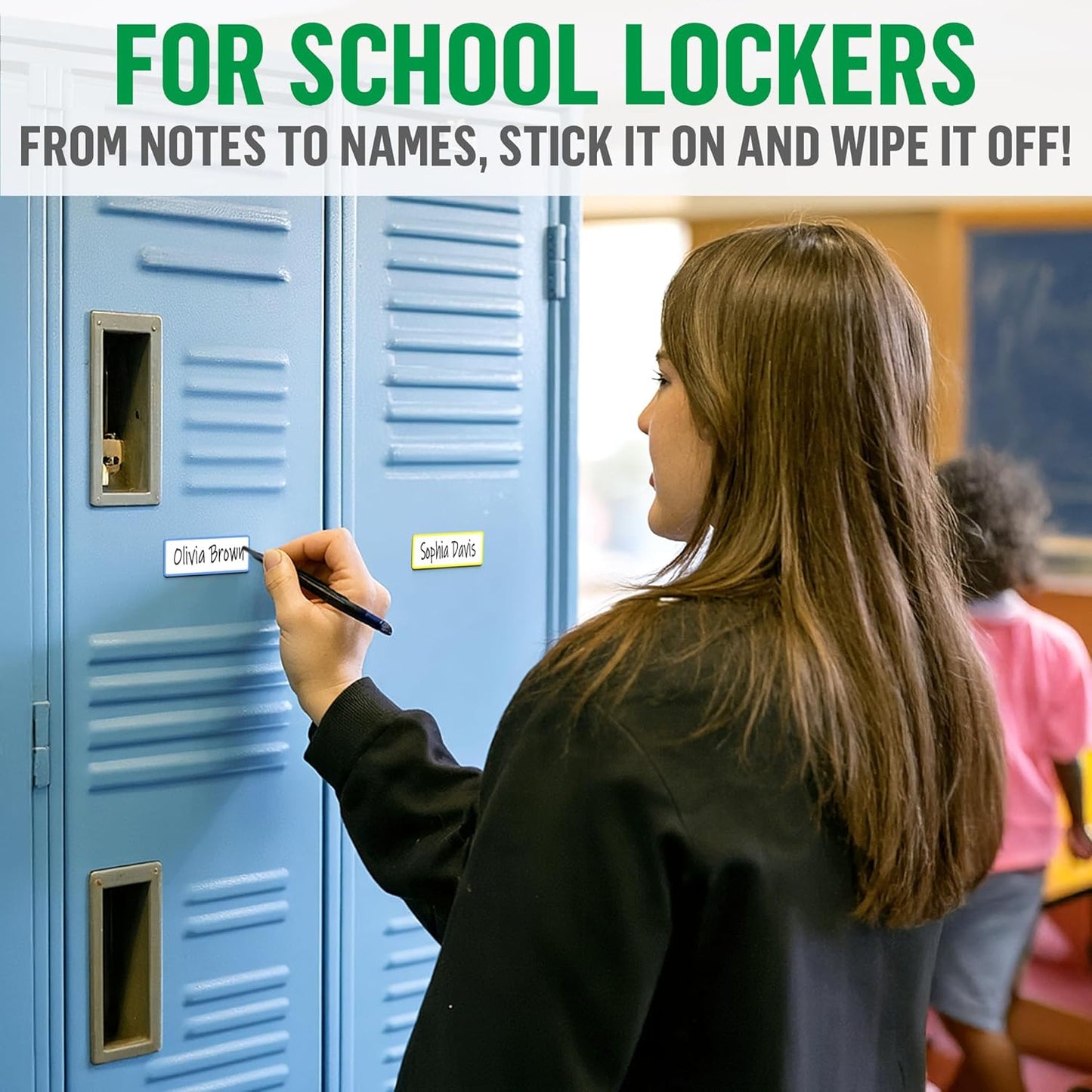 100 Pack Dry Erase Magnetic Labels 3.2x1.2 in - Magnetic Name Tags for Classroom Lockers School Bus - Classroom Magnets for Names - Magnet Labels for Whiteboard Magnet Names Plates for Classrooms