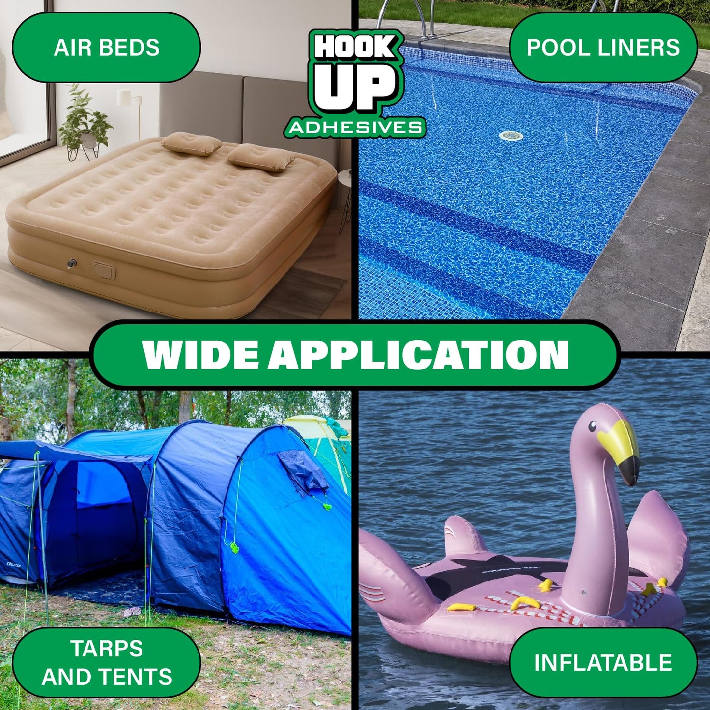 HOOK UP 8 OZ Adhesives, Premium Waterproof Vinyl Cement Glue for Pool Repairs & Inflatable Items Fast-Drying, Strong Bonding Adhesive Ideal for Vinyl, PVC, Upholstery, Tarps, Hot Tubs, Air Mattresses