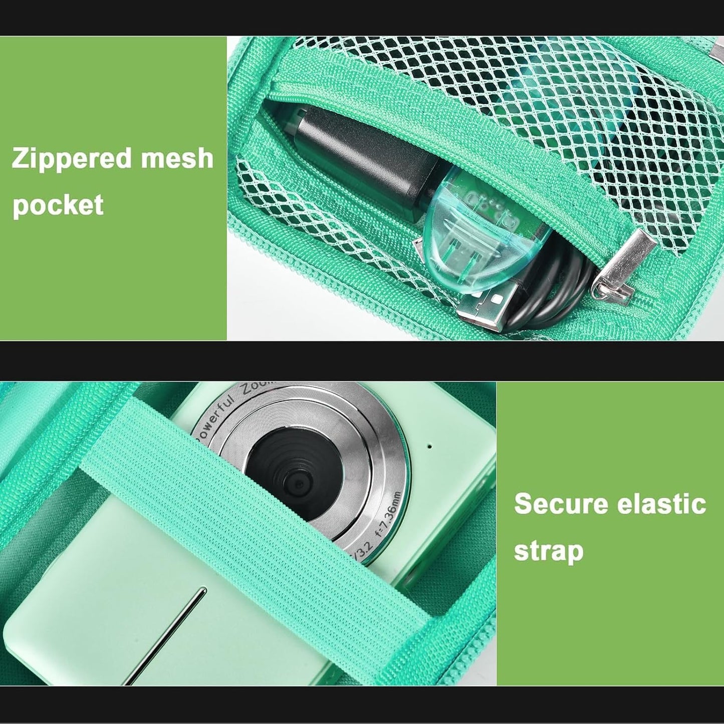 Case Compatible with VAHOIALD FHD 1080P Digital Camera/for CAMKORY Digital Point and Shoot/for KODAK PIXPRO FZ45-BK 16MP Vlogging/for IWEUKJLO/for Nsoela, Holder for SD Card More (Green)