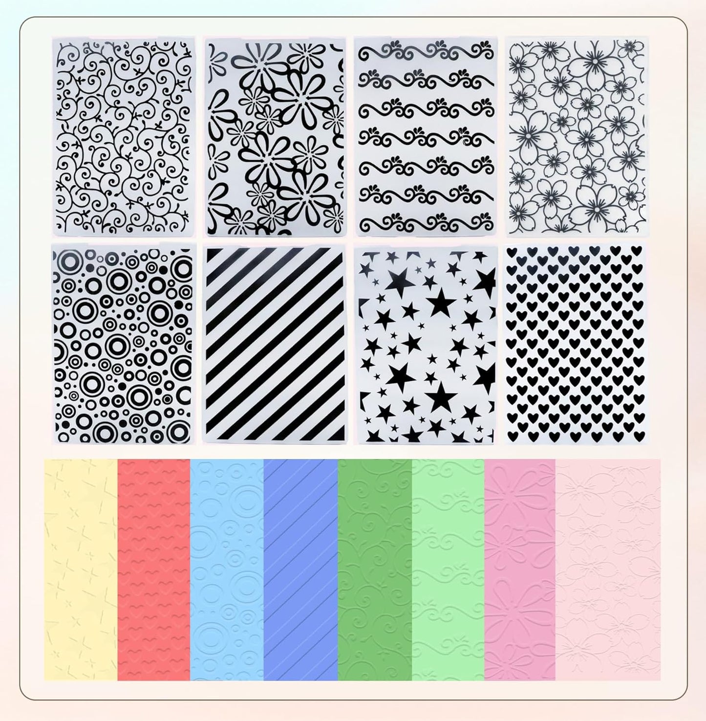 8 Pcs Embossing Folders,Embossing Folders for Card Making,Plastic Paper Card Stencils for Crafts Scrapbook Photo Album DIY,"5.8 x 4.1"(Elegant Style）