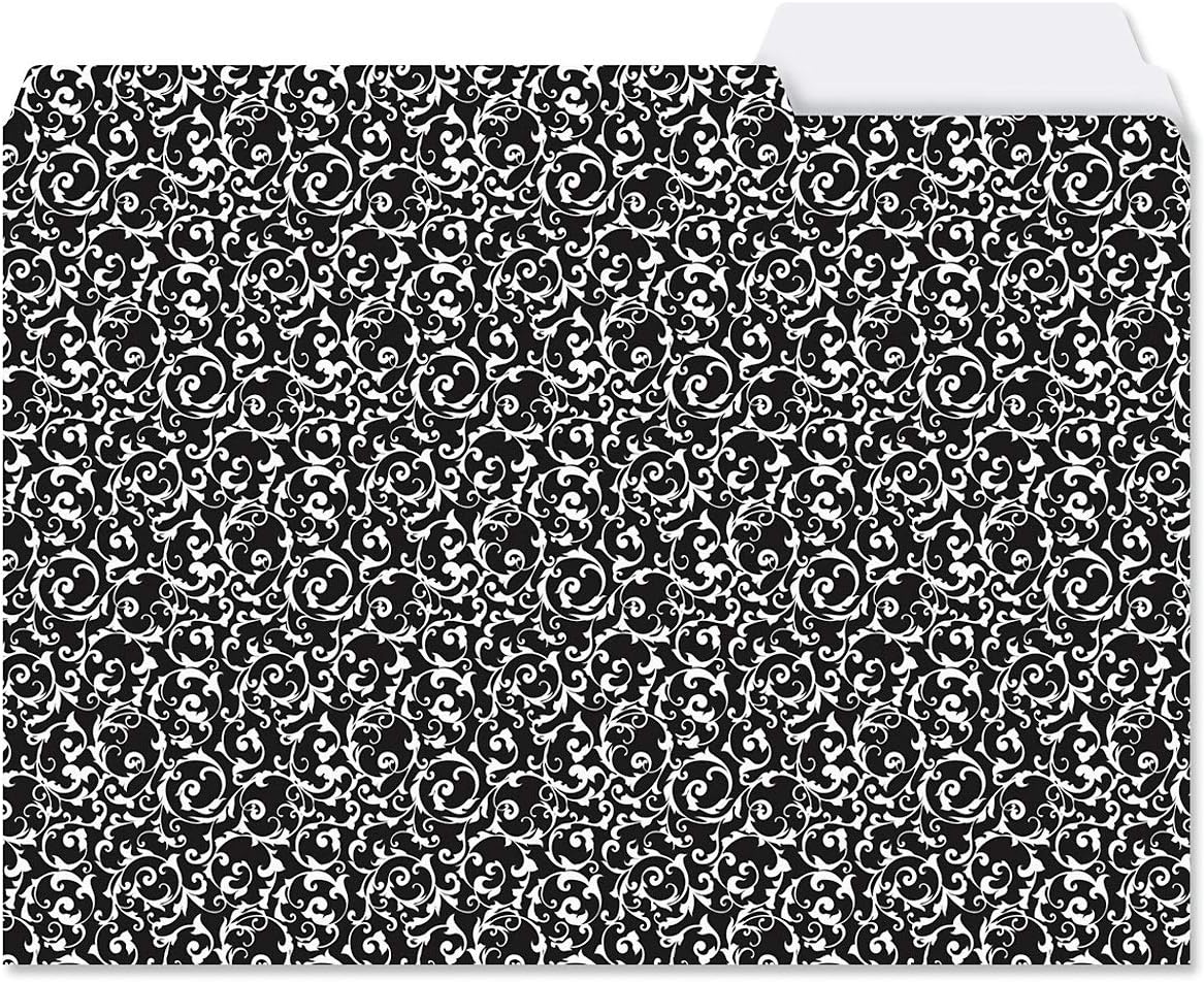Current Elegant Black File Folders Value Pack - Bulk Set of 24, 6 Pretty Decorative Designs, 1/3 Cut Tabs, Heavy-Duty Paper Stock, Office Supplies for Home & Work, 9-½” x 11-¾” Letter Size
