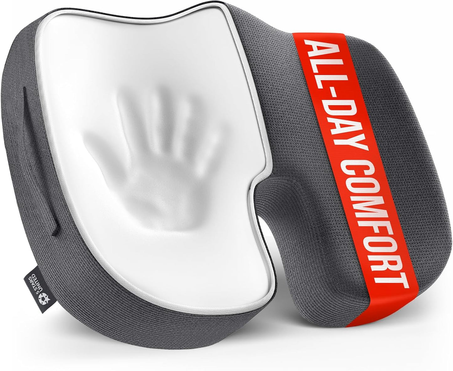 5 STARS UNITED Seat Cushion for Tailbone Pain Relief – Memory Foam Lifting Pillow for Coccyx, Hip, Hemorrhoid, Sciatica & Post-Surgery Recovery – Wheelchair, Car, Desk, Gaming & Office Chairs, D Gray