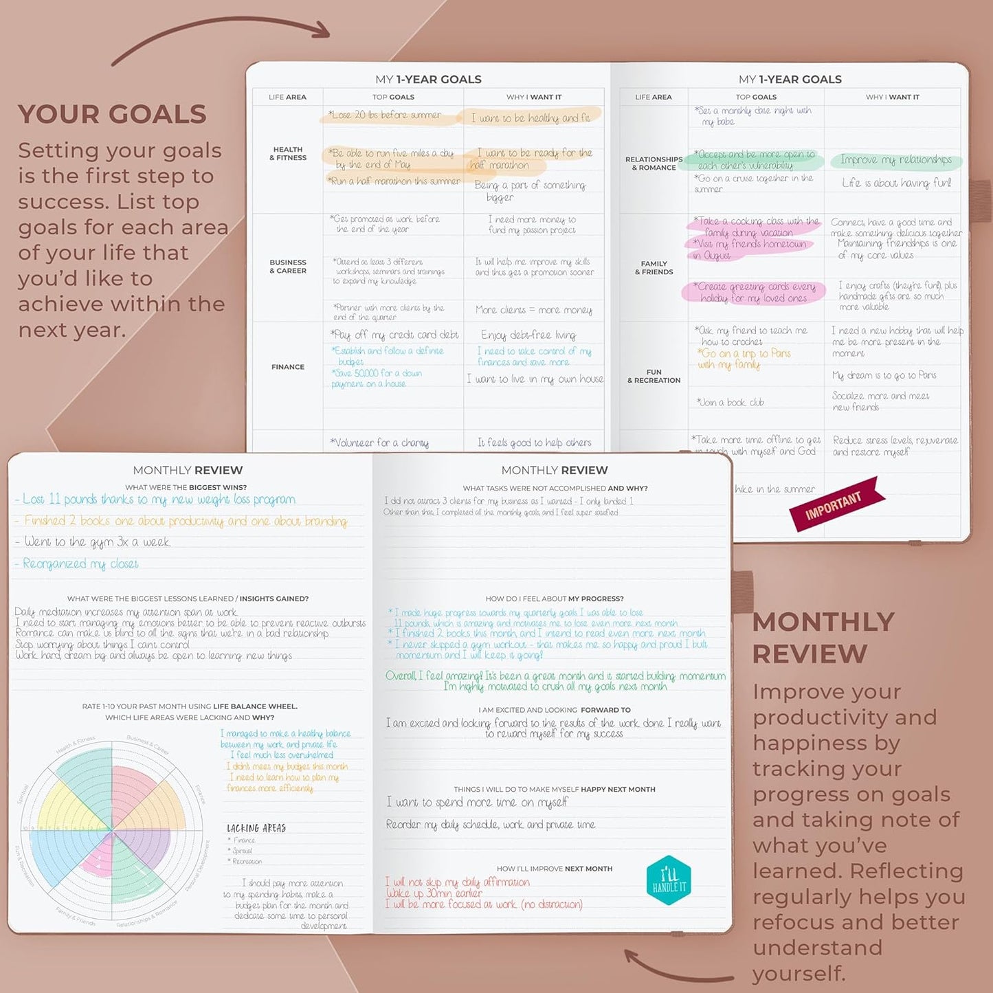 Clever Fox Planner PRO Schedule – Undated Weekly & Monthly Life Planner with Time Slots, Appointment Book & Daily Organizer, A4 (Dark Terracotta)