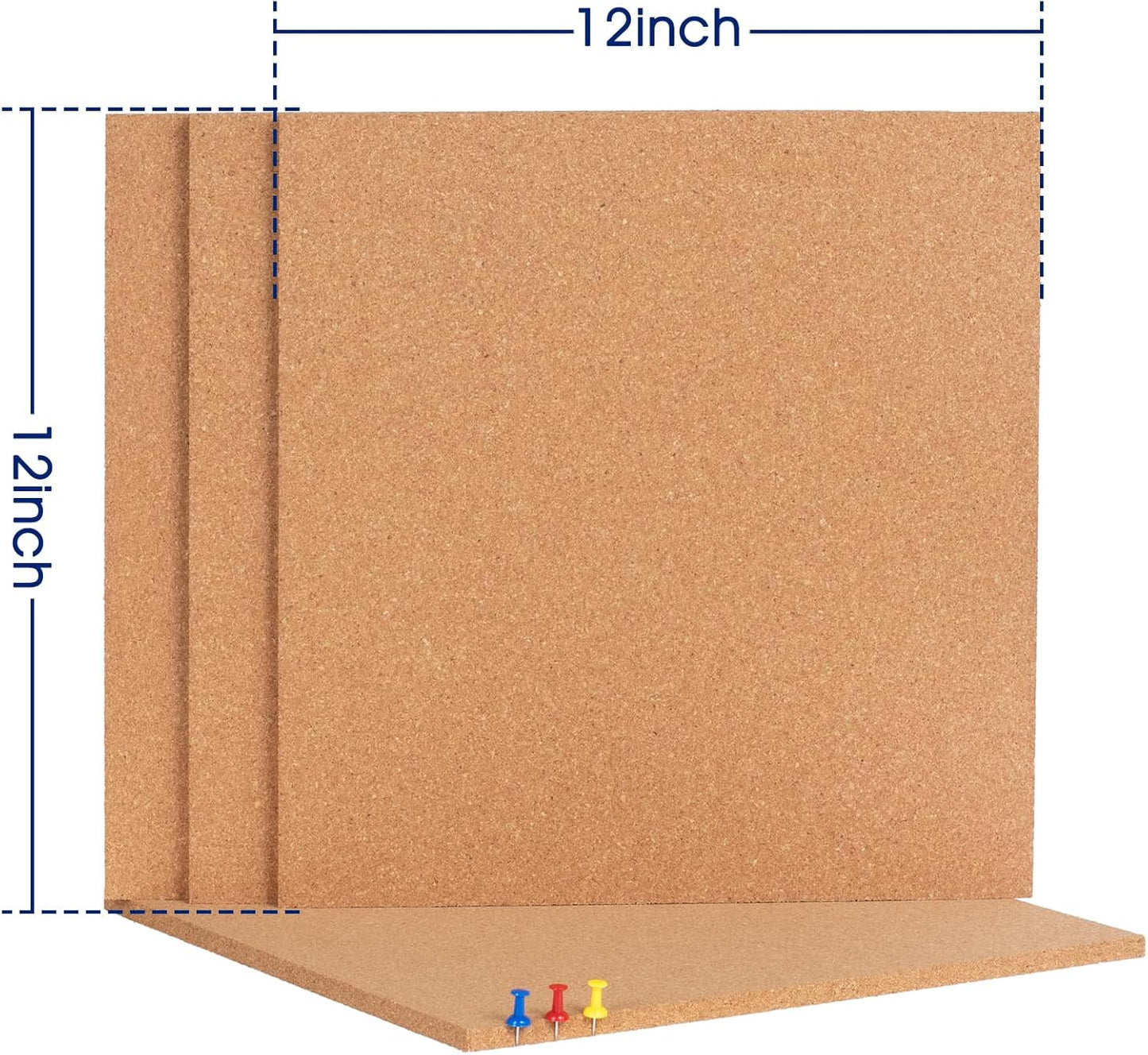 Cork Bulletin Square Board for Walls - SVOPY 4 Pack Extra Thick 12x12 Inches Cork Board Tiles for Home Office Decor, Cork Sheet,School Message Board Decorative Display Boards