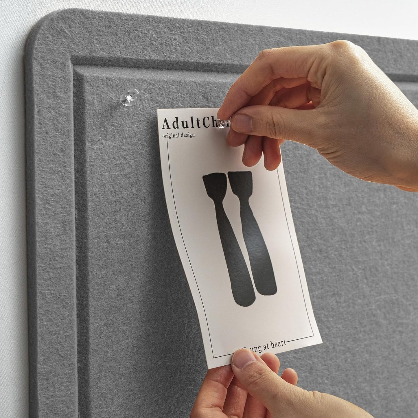 Bulletin Board, 35 x 17 1/2 inches Felt Board - Decorative Pin Board, Cork Board Alternative for Wall, Foldable Picture Board Self-Adhesive Vision Board Prayer Board with 20 Pushpins - Gray