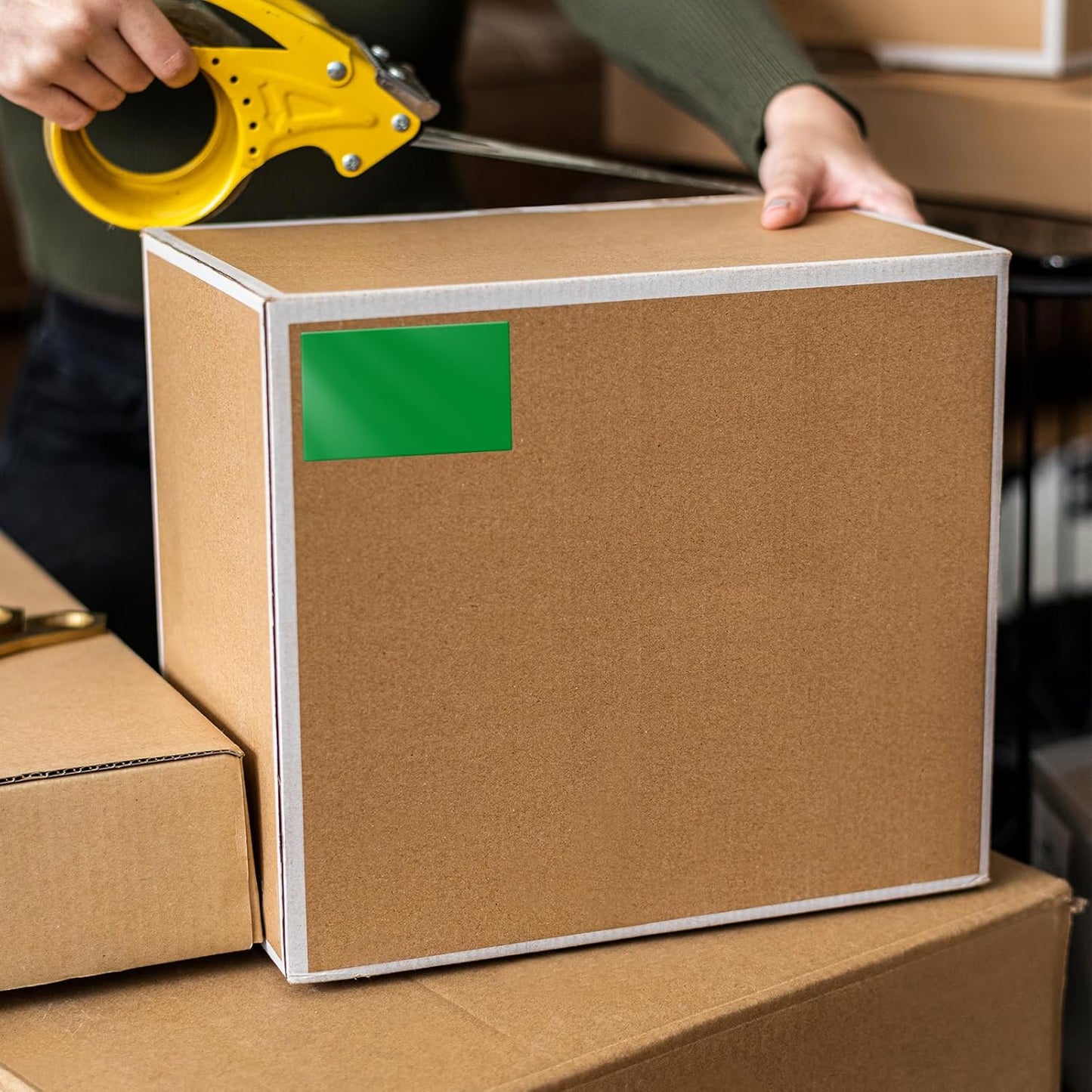 Green Color Coding Labels 3 × 2 Inches Self-Adhesive Rectangle Stickers Waterproof Name Tags for Office School Home 40 PCS