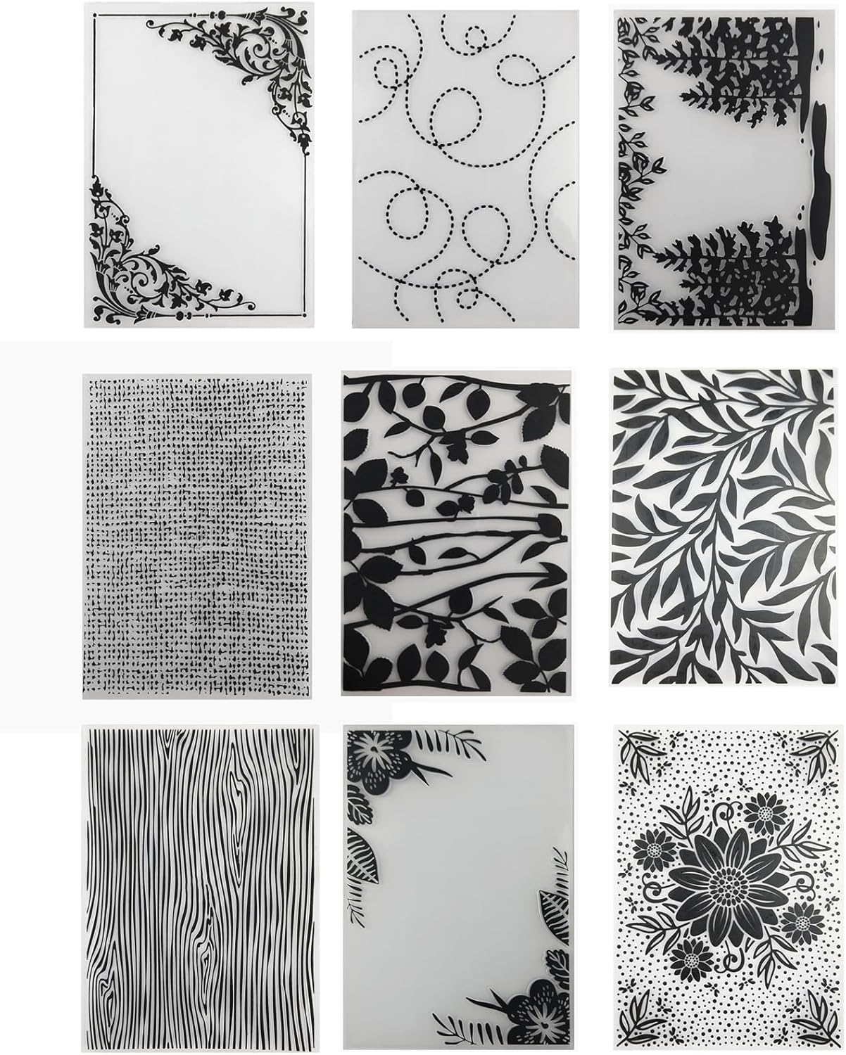 9Pcs Plastic Embossing Folders for Card Making Embossing Machine Template Mold Paper Card Embossing Stencil Flower Leaf Embossing Folder for Scrapbook Photo Album DIY Craft Decoration,4.1 x 5.8inch