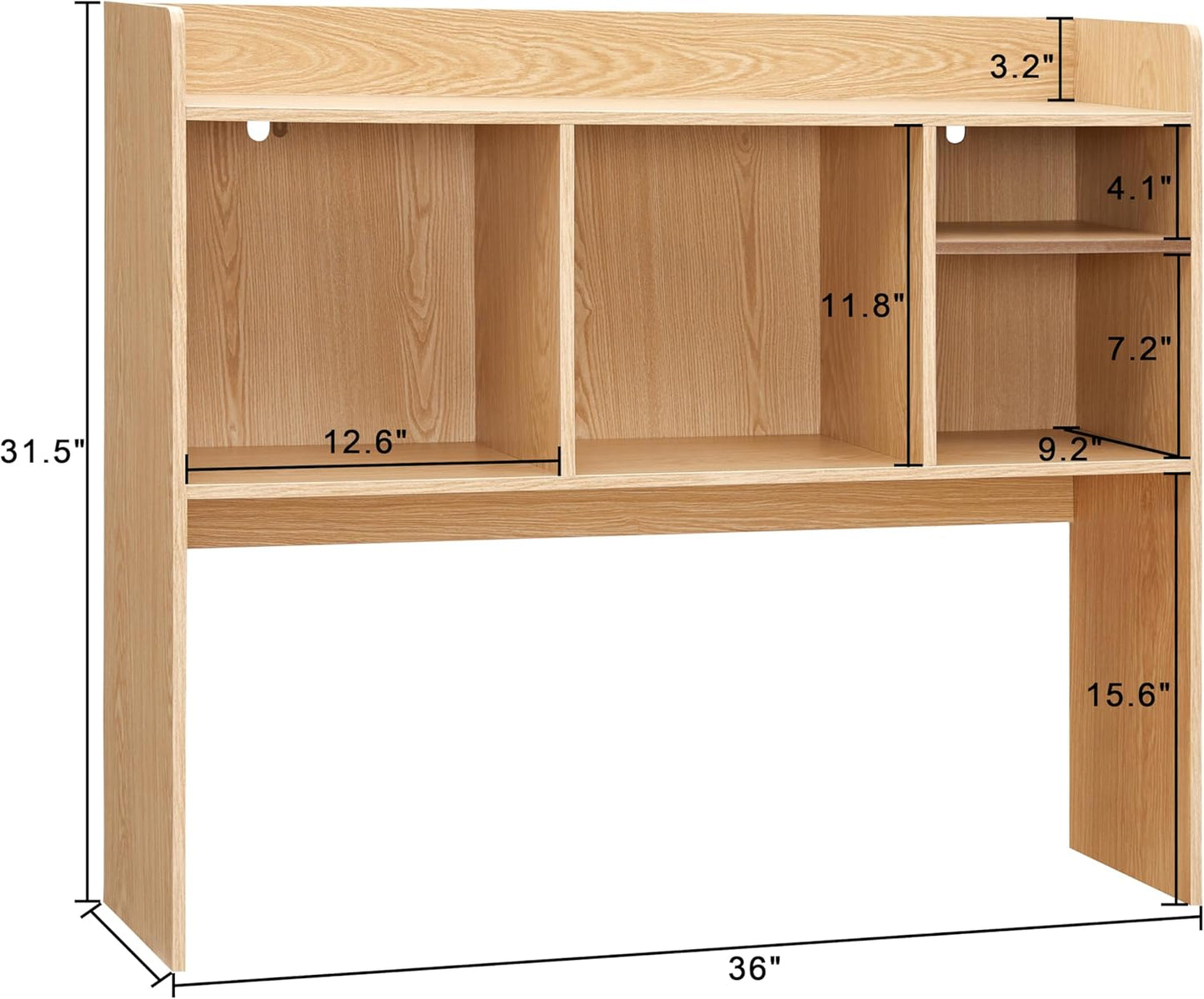 Desktop Bookshelf, Wooden Desk Storage Hutch with 6 Shelves for Computer Desk, 3-Tier Desktop Display Organizer Rack for Office Home (Natural)