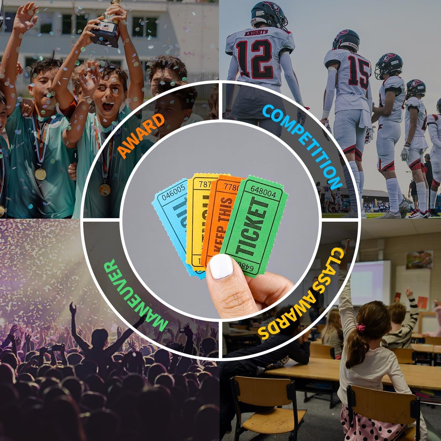 2000 Methdic Green Raffle Tickets (4 Color Selection), Double Roll, Ticket for Events, Entry, Class Reward, Fundraiser & Prizes