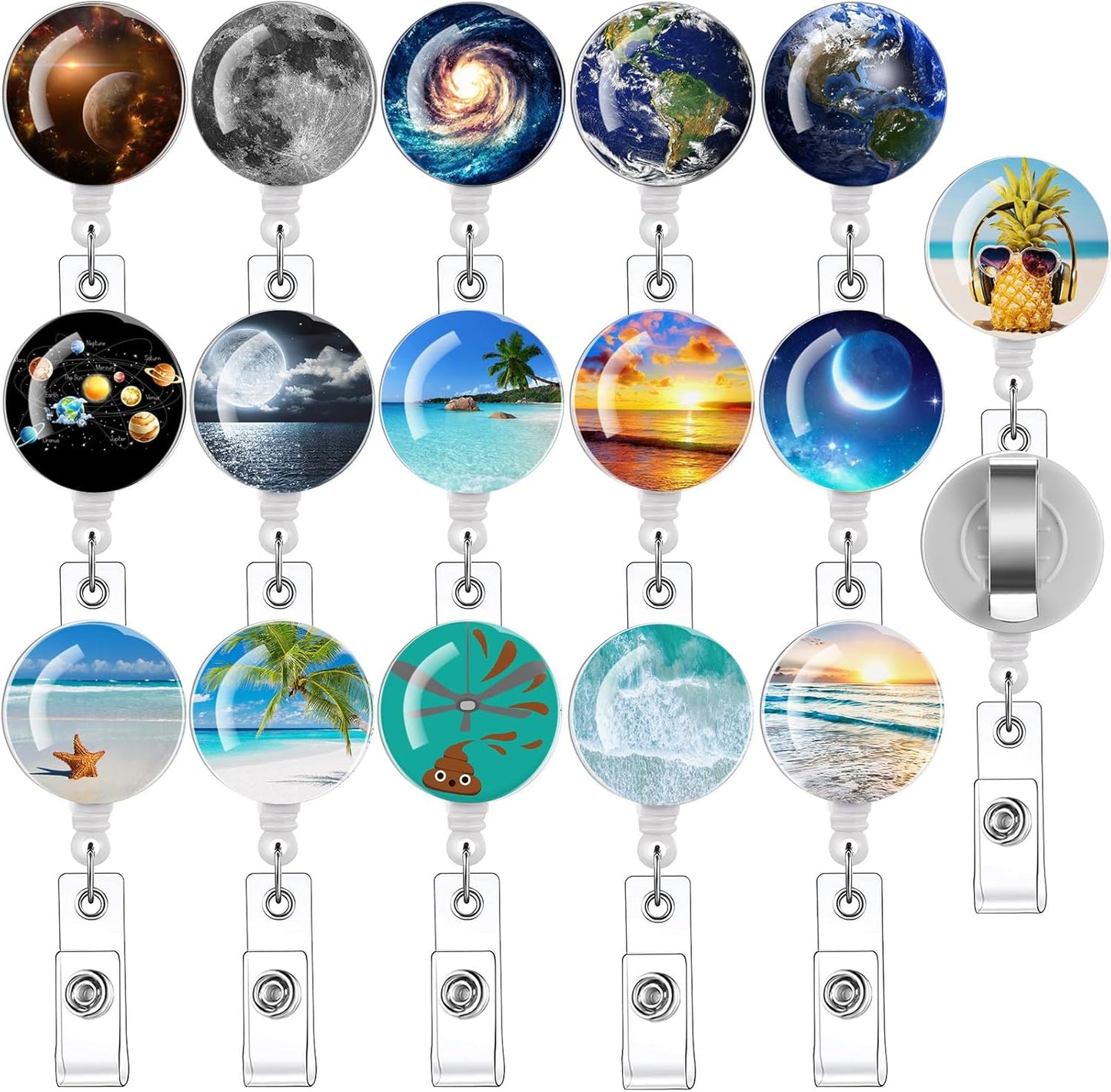 16pcs Badge Reels Retractable Badge Holders,Id Badge Holders Retractable with Clip,Cute Badge Reel for Men,Women,Girls 08