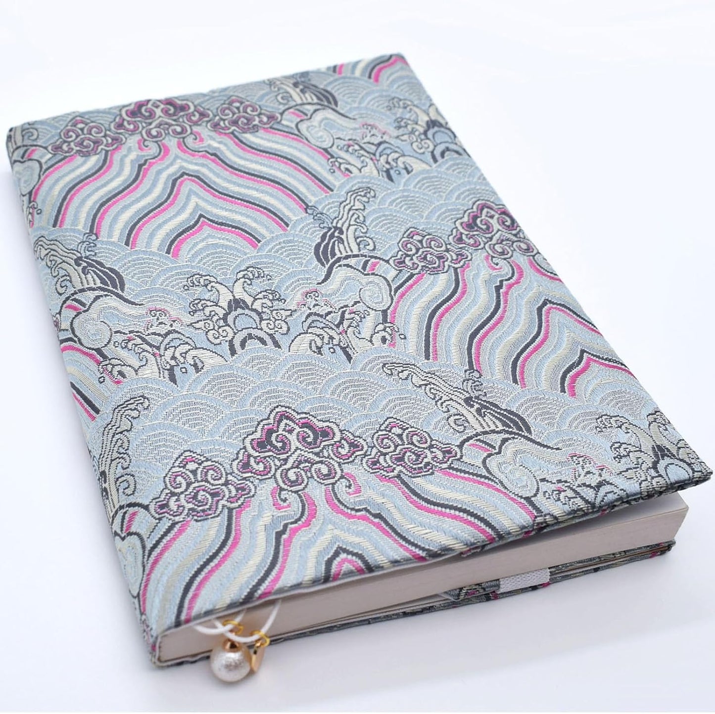 BLBMH A5 Book Covers with Bookmarks Adjustable Fabric Paperbacks Book Cover for Privacy Hardcover Softcover Novels Notebook Protector Fit for 5.5x8.3 inch - Chinese Grey