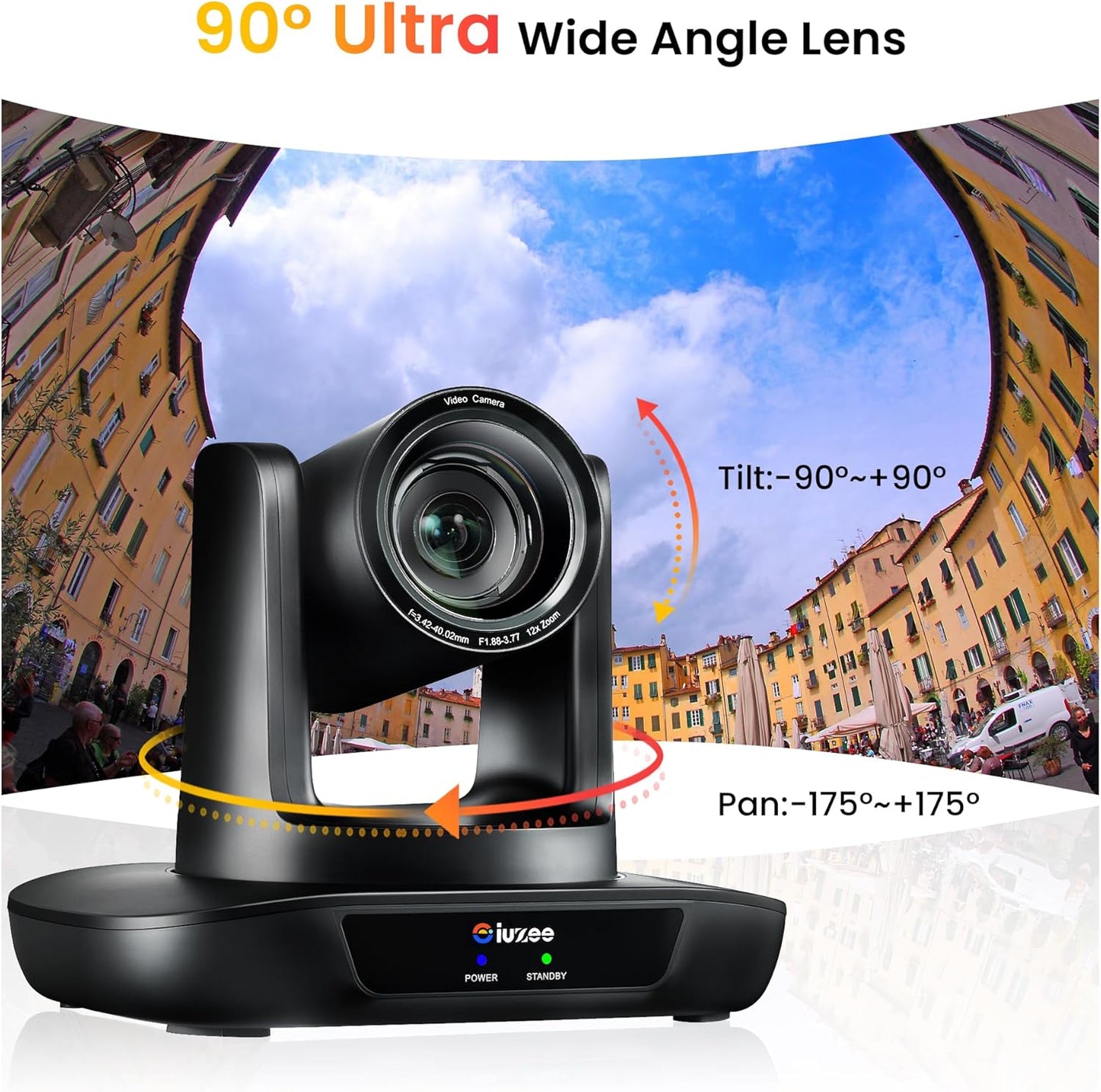 12X Optical Zoom Conference Room Camera USB3.0 HDMI PTZ Camera 1080P 60FPS Wide-Angle for Video Conference Church Live Streaming Meeting Education Works with Zoom Webex OBS YouTube