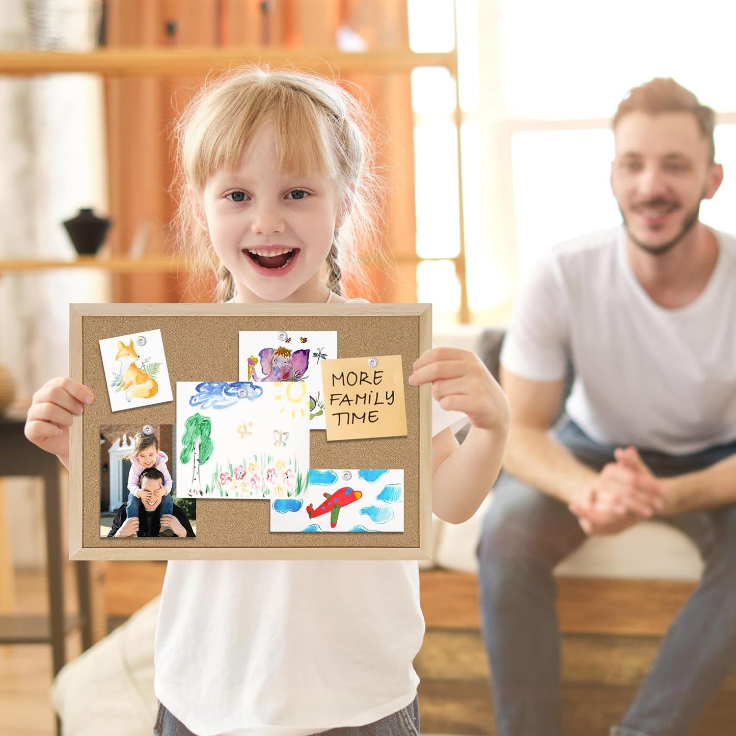 Cork Board Bulletin Board,17"X 12" Cork Board for Office with Pin Oak Wood Boards,Hanging Corkboards for Office Home School Message Board or Vision Board Decoration.