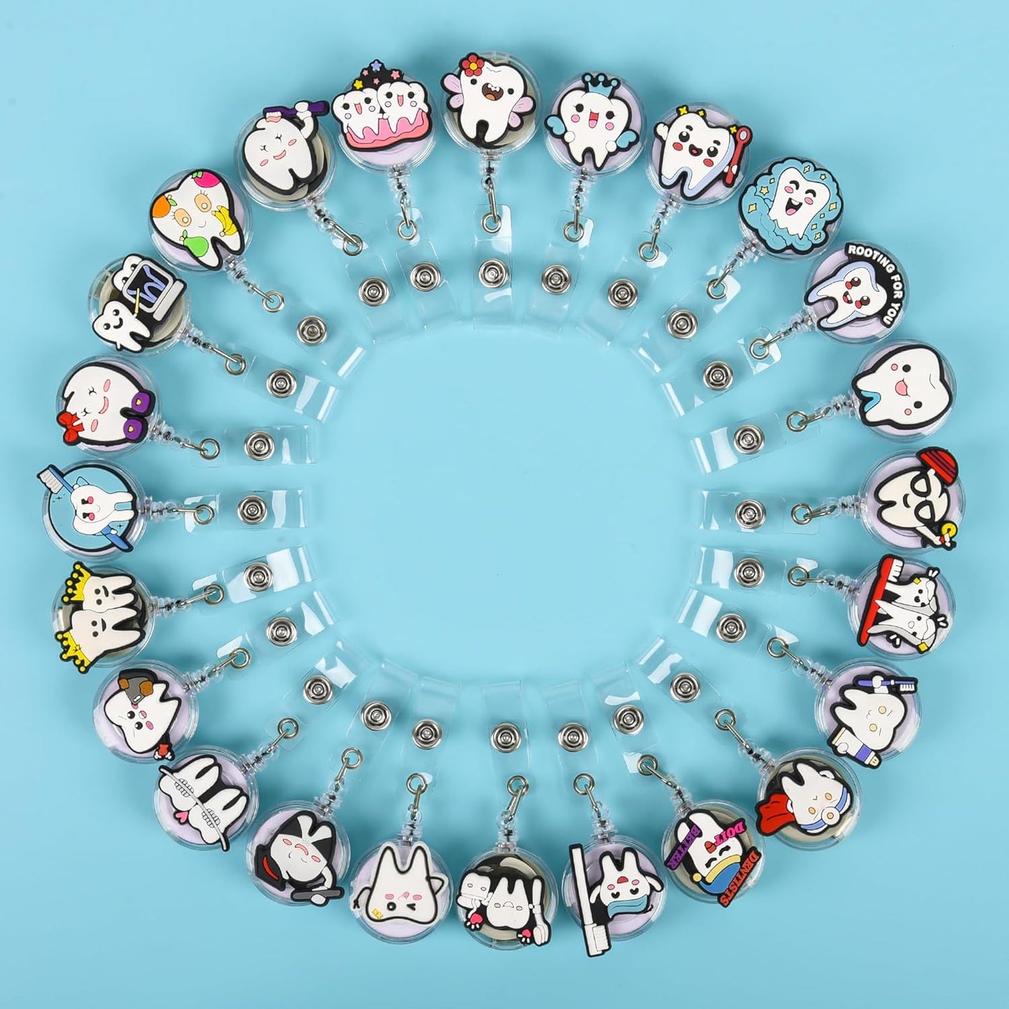 24Pcs Dentist Gifts Dental Gift Cute Badge Reel for Women Man, Retractable Dentist ID Badge Holders Dental Assistant Gift Dental Hygienist Gift Graduation Gift for Dentist.
