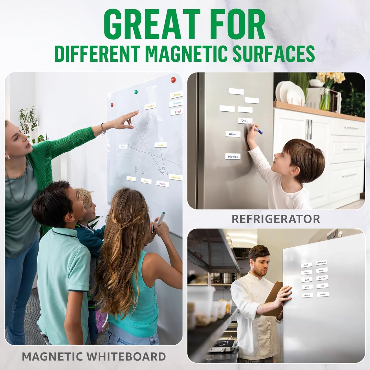 100 Pack Dry Erase Magnetic Labels 3.2x1.2 in - Magnetic Name Tags for Classroom Lockers School Bus - Classroom Magnets for Names Magnet Labels for Whiteboard Magnet Name Plates for Classrooms Blanked