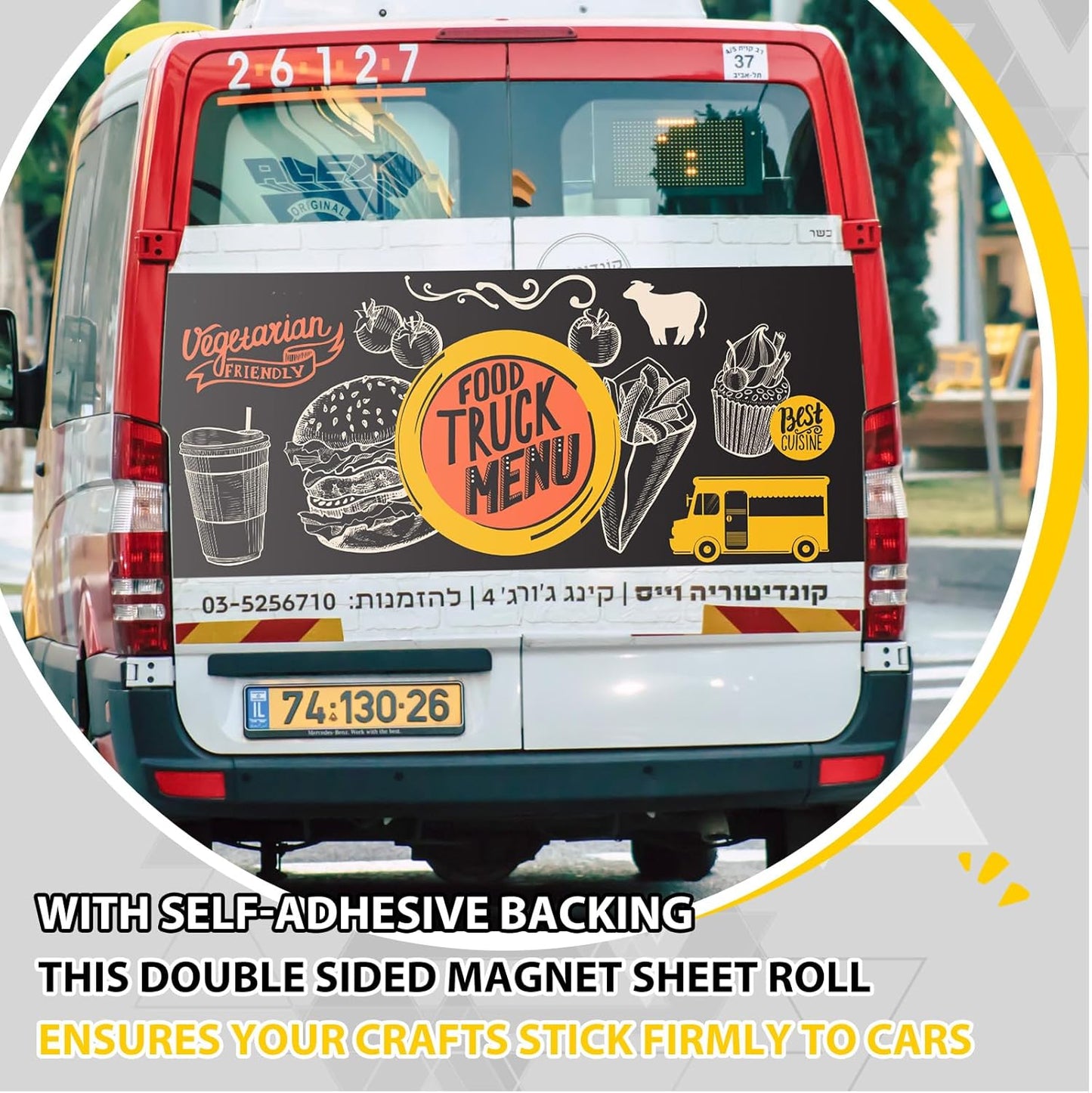 24 Inch x 5 ft x 30mil Extra Large Adhesive Magnetic Sheet Roll Not Printable Adhesive Backing Cut and Customize Flexible Sheets Blank White Surface Magnetic Sign for Craft Photo Craft