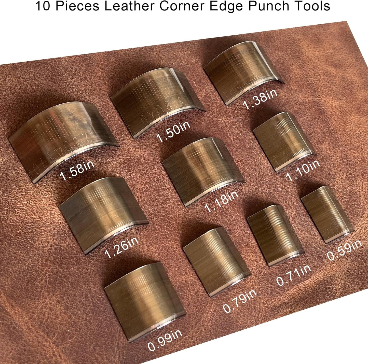 10 Pieces Leather Corner Punch Set, Leather Corner Cutter End Punch Tool, High Carbon Steel Edge Cutter Corner Trimmers with Mat, Cutting Dies Edge Trimmers Kit for DIY Leathecrafts