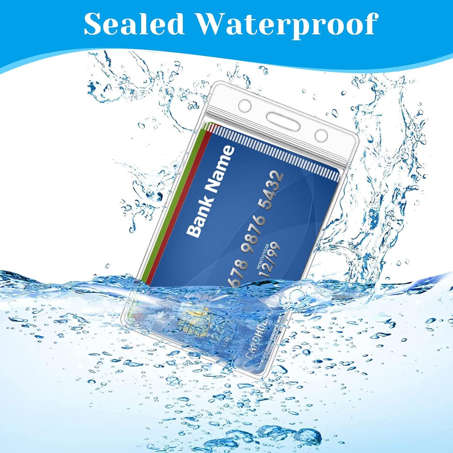 200 Pack Badge Holder, Plastic ID Badge Holder, Clear Waterproof ID Card Holder with Resealable Zip, 2.5" x 3.8" Vertical Name Tag Holder for Nurses and Office, Fits ID Card/Credit Card/Student Card