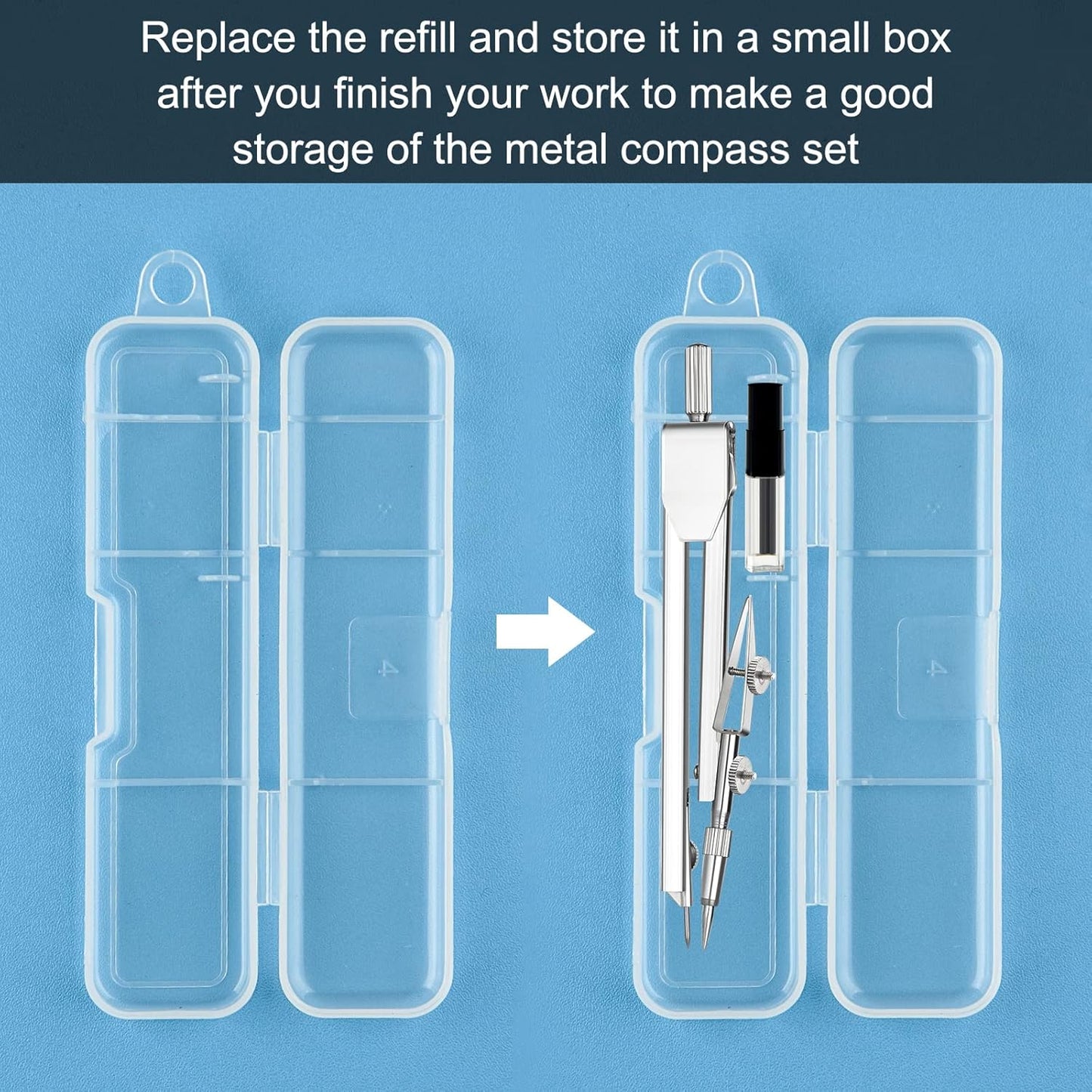 6 Sets Compass and Protractor Sets Student Basics Geometry Math Set Metal Compass and 6 Inch 180 Degree Protractors Geometry Graphing Drawing Tools for Office and School Supplies(Clear)