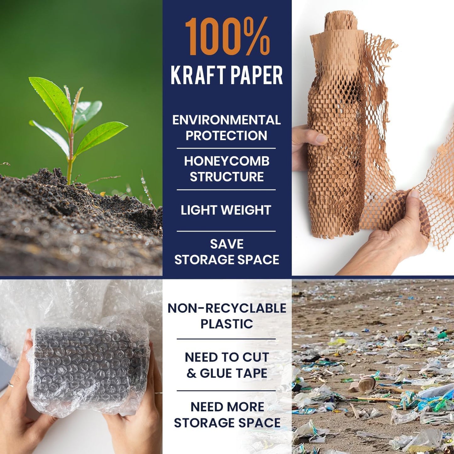 Honeycomb Packing Paper 12" x 150ft with Rope & 20 Fragile Stickers|Shipping & Moving Supplies|Small Business Packaging Supplies|Eco Friendly Bubble Wrap Packing Boxes for Moving Certified FSC C204227