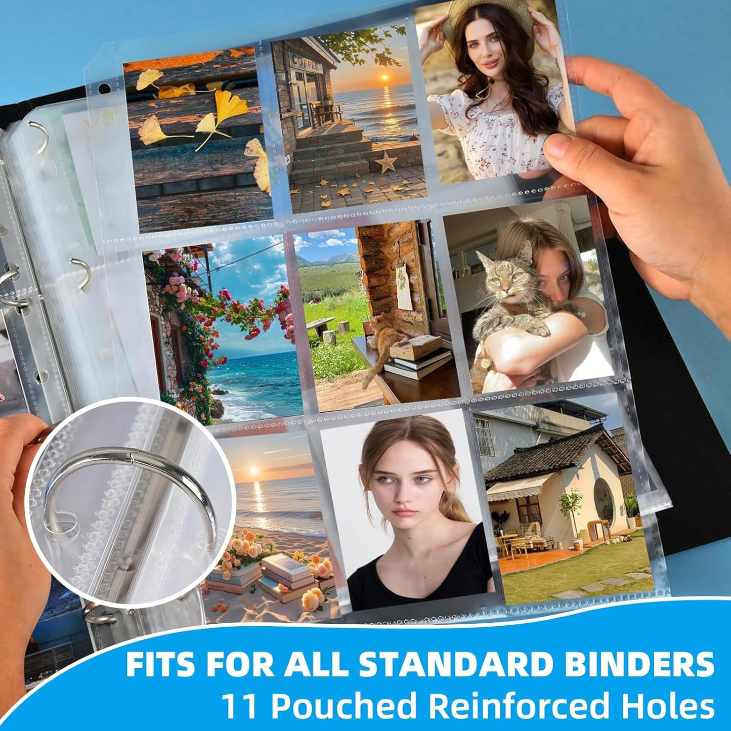 300 Pack 9 Pocket Card Sleeves Binder Sheets，Holds 5400 Cards, Clear Trading Card Sleeve Pages Protector for Trading Card Binder Sleeves Fit for Baseball,Football,Game,Business Cards