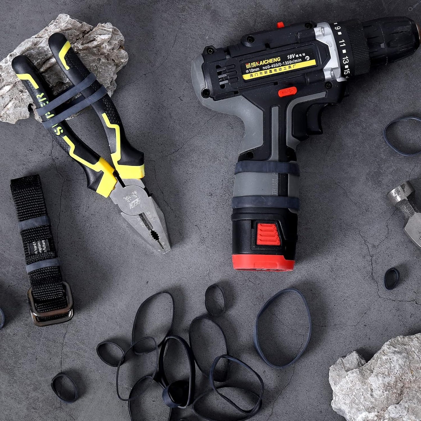 60 Mixed Count Heavy Duty Rubber Bands 6 Size Black Thick Wide Rubber Bands Assorted Size for Hiking Camping Survival Sports Supplies (Black)