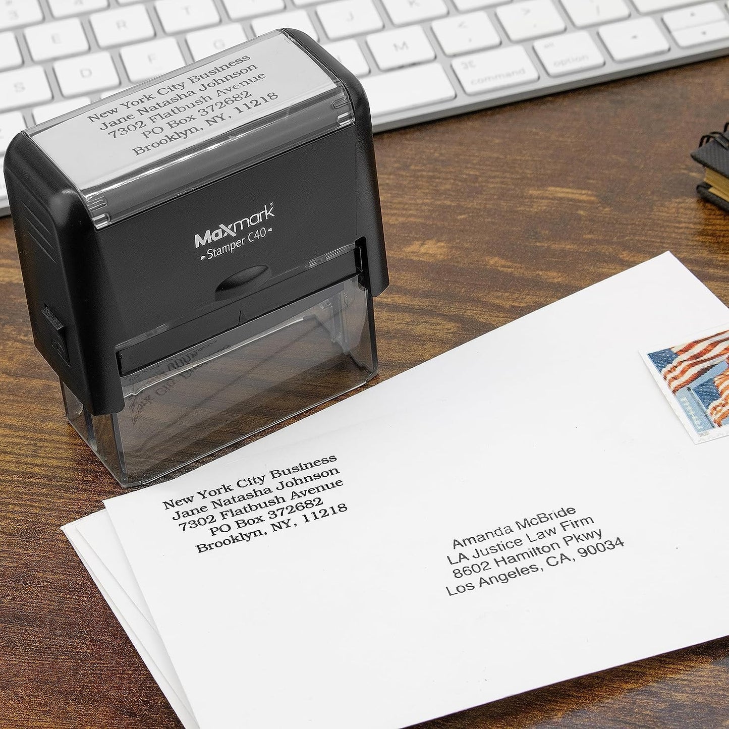 Custom Self Inking Rubber Stamp - Up to 8 Lines of Text - Choose from 15 Ink Colors - XX-Large Size
