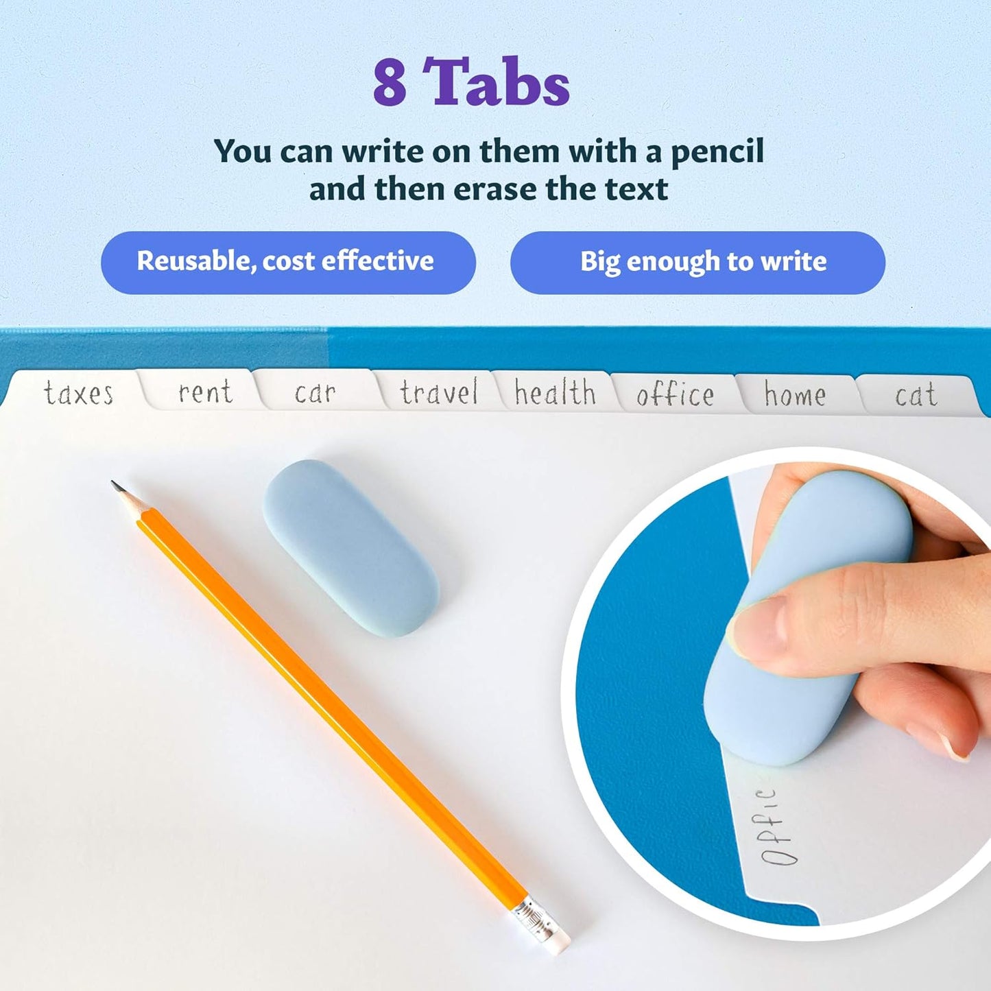 Binder Dividers with Tabs - (Set of 4) x 8-Tab Dividers for 3 Ring Binders, White, Reinforced Edge - Ideal for Keeping Your Documents Neat and Professional