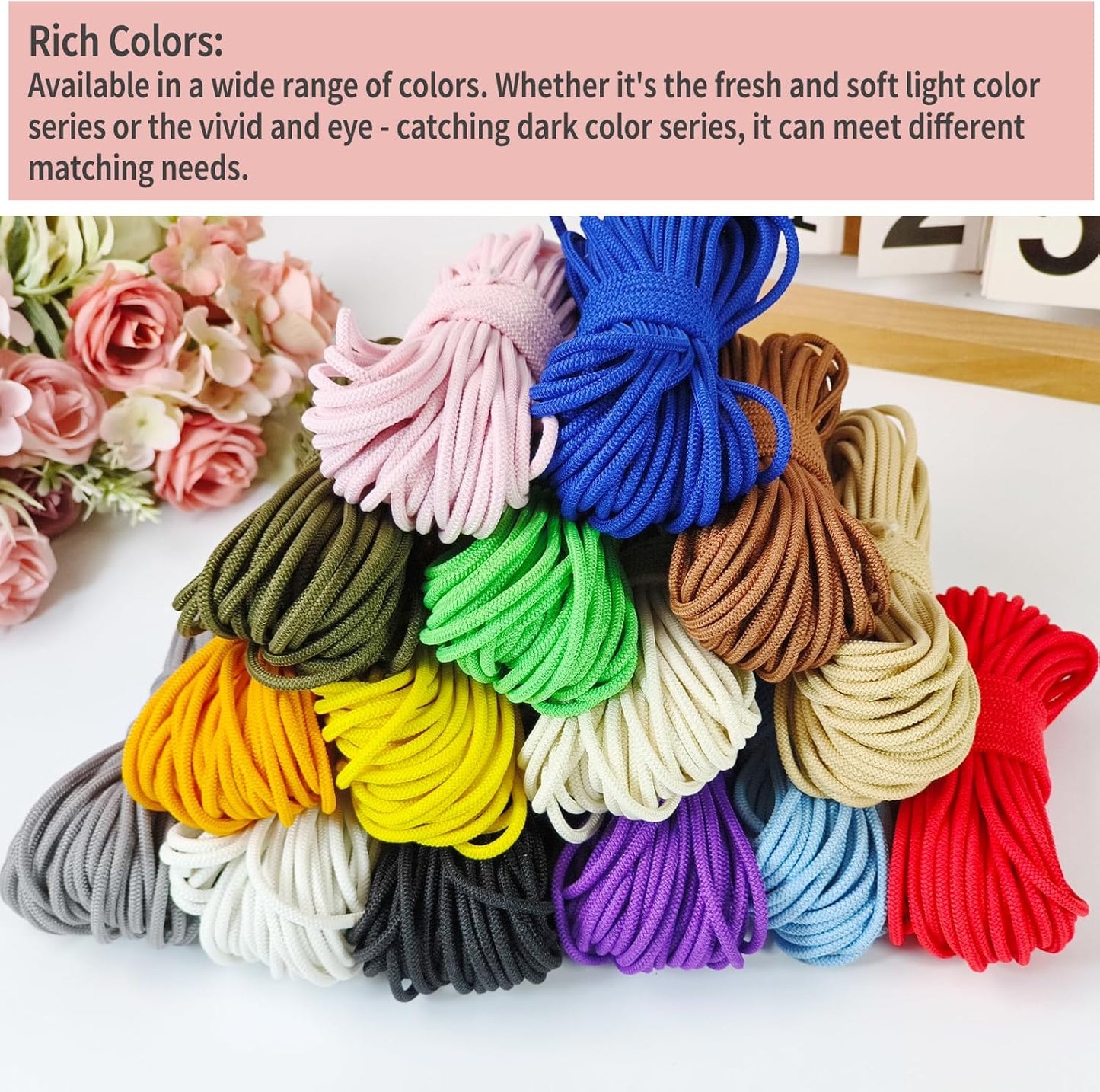 3mm No-Slip Bungee Cord - 15 Color Assortment - 1/8 Inch Strong Elastic String for Crafts, Kayak Tie Downs,Sports Gear,Hair Bands, Sewing，Shoe Laces, Camping & DIY Projects