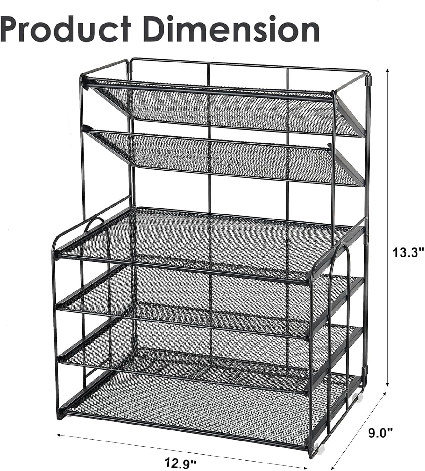 6-Tier Letter Tray Paper Organizer, Desk Organizers and Accessories, Desktop File Organizer, Office Desk Accessories for Office Supplies(Black)