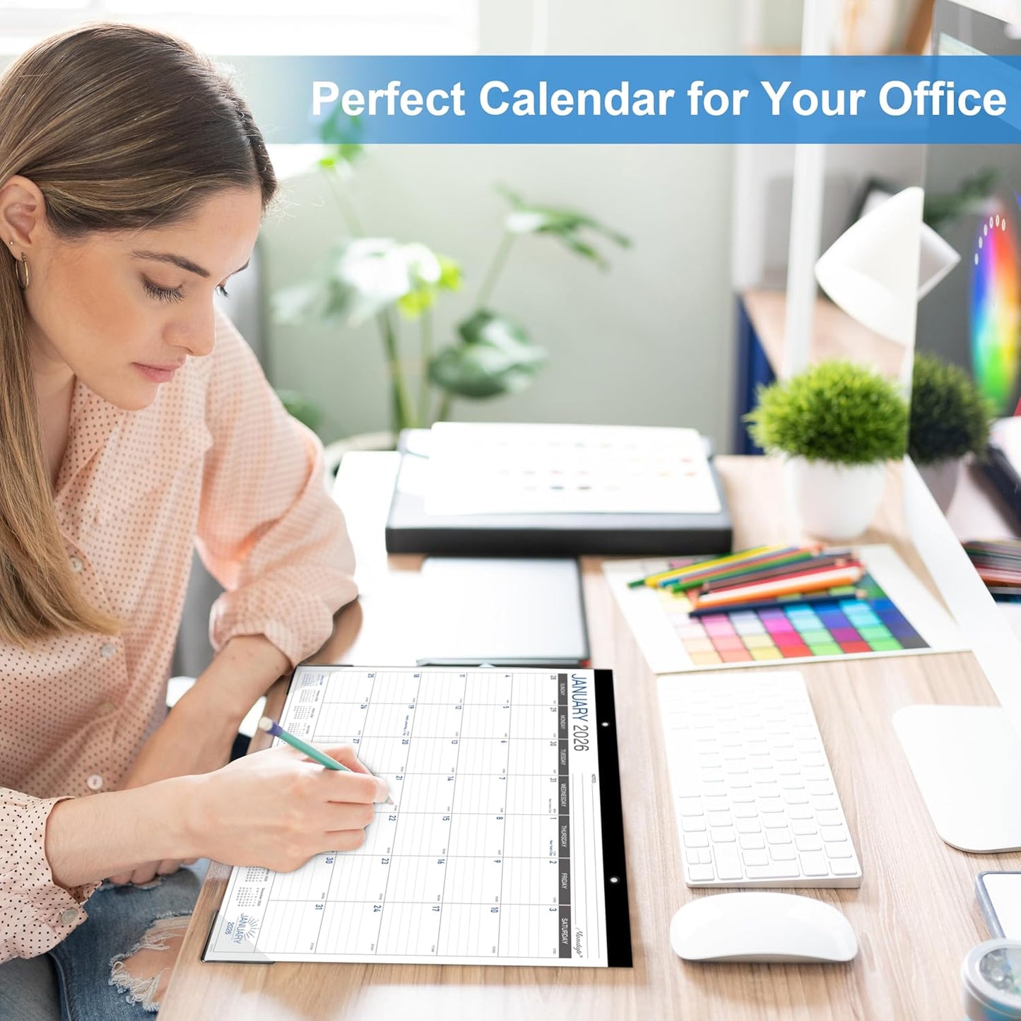 2026 Desk Calendar - Desk/Wall Calendar 2026, JAN 2026 - DEC 2026, 2026 Calendars 12 Month, Desk Calendars with Corner Protectors, Large Ruled Blocks, Thick Paper, Colorful, 14.6" x 11.5", Desktop Calendar for Daily Organizer
