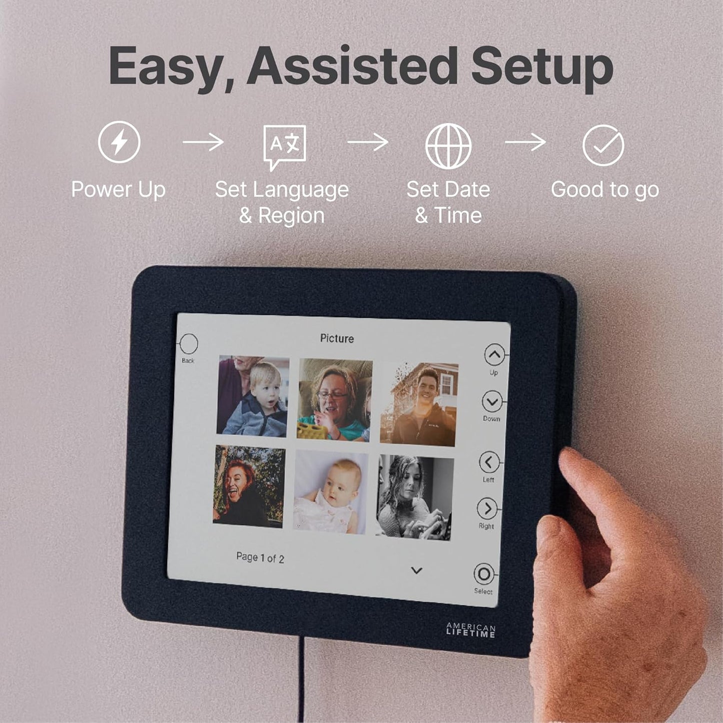 American Lifetime New 2025 Dementia Clock Large Digital Clock for Seniors, Alzeimer Clock Large Display with Custom Alarms, Clock with Day & Date for Elderly, Digital Calendar Premium Black Pro