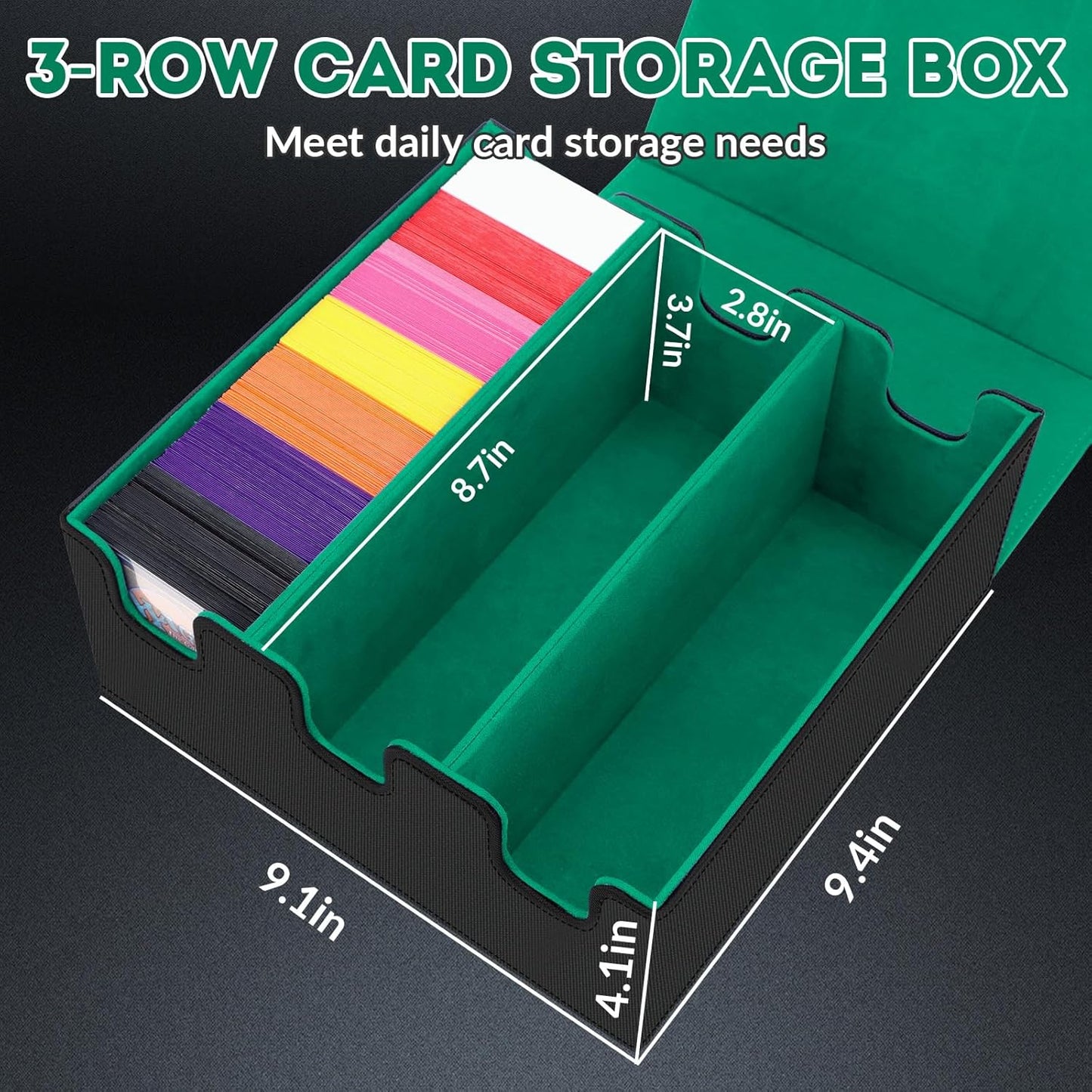Card Storage Box for Trading Cards, 2100+ Card Deck Case with PU Leather and Magnetic Closure, TCG Storage Box, Suitable for MTG, YuGiOh, and Sports Cards, Includes 8 Card Dividers