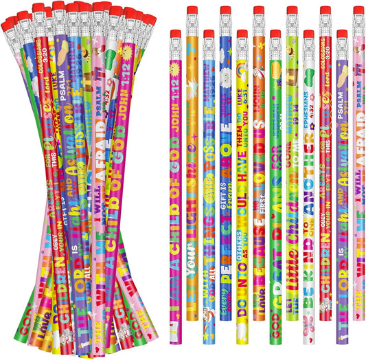 Cinrobiye 200 PCS Bible Pencils Bulk,Christian Gifts for Children Wood Pencils with Erasers Inspirational Religious Supplies for School Prizes Classroom Exchange Gift Party Favors,Stationary Gifts