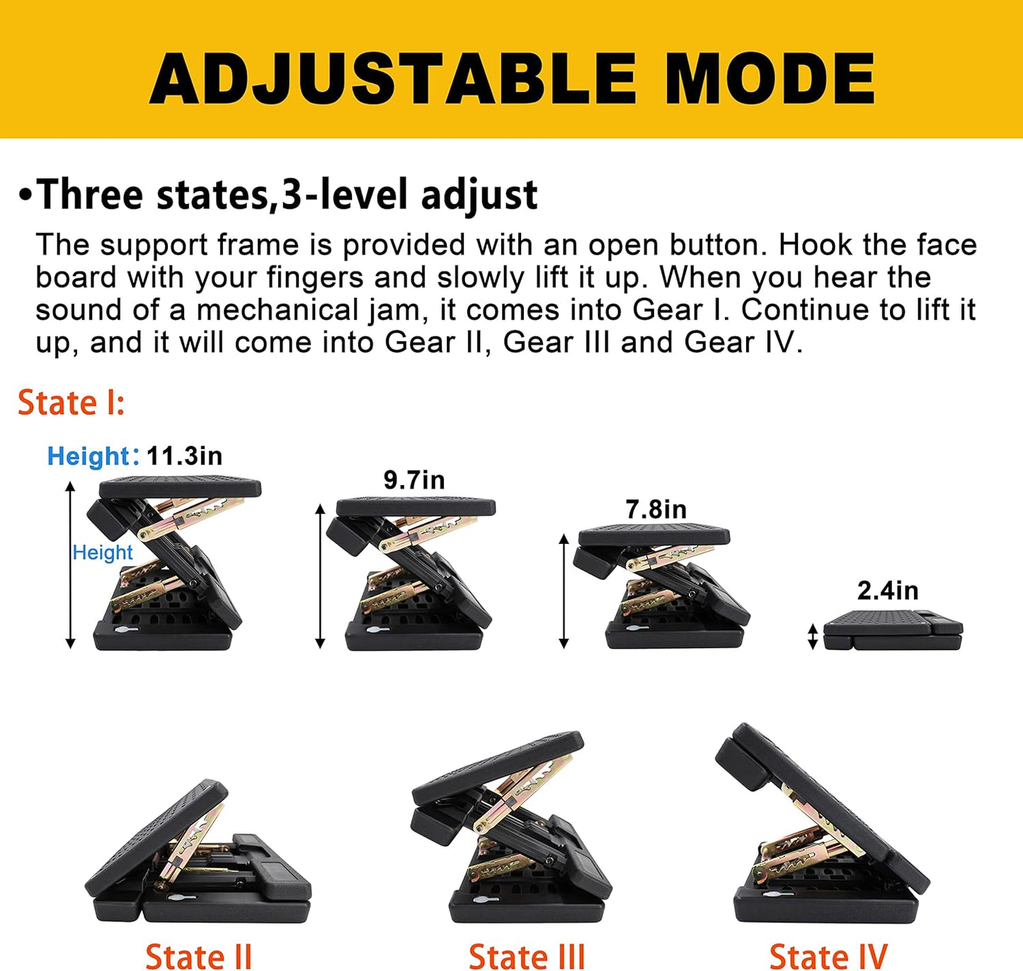 Adjustable Foot Rest Under Desk - Ergonomic Office Foot Stool with Massage, Leg Rest for Desk, Anti-Slip Design for Home & Work, Improves Posture (PB-Black)