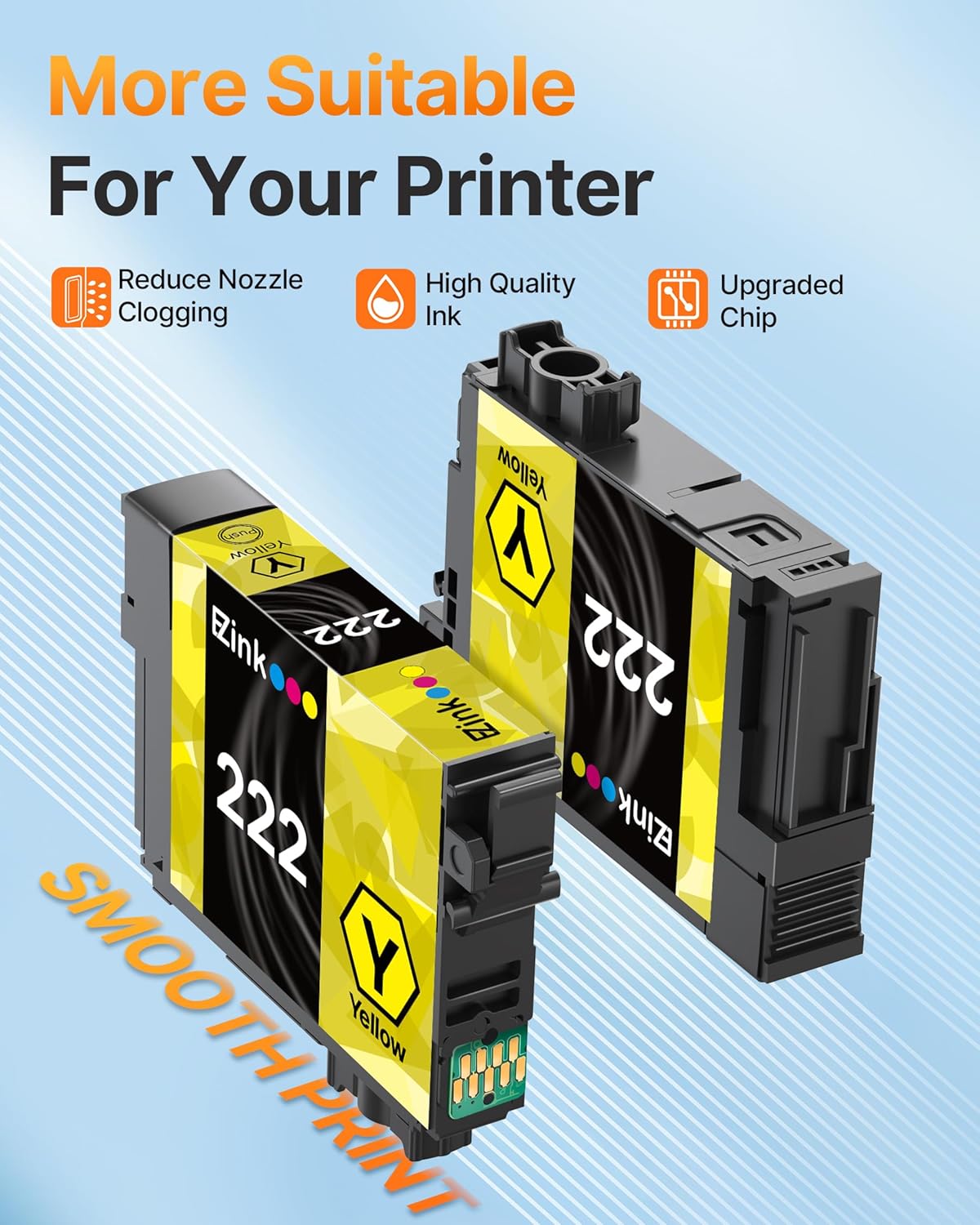 E-Z Ink Remanufactured for Epson 222 222XL Ink Cartridges Combo Pack High Yield Work for Workforce WF-2960, Expression Home XP-5200 Printer (Black, Cyan, Magenta, Yellow)